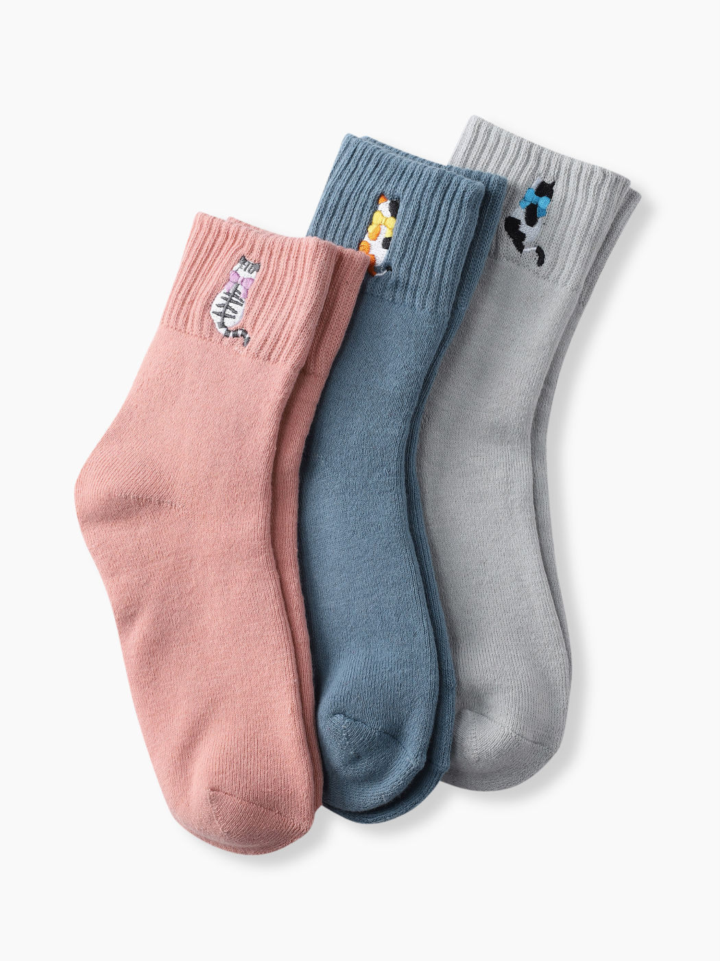 3 Paar Rundsocken mit Katzenmuster