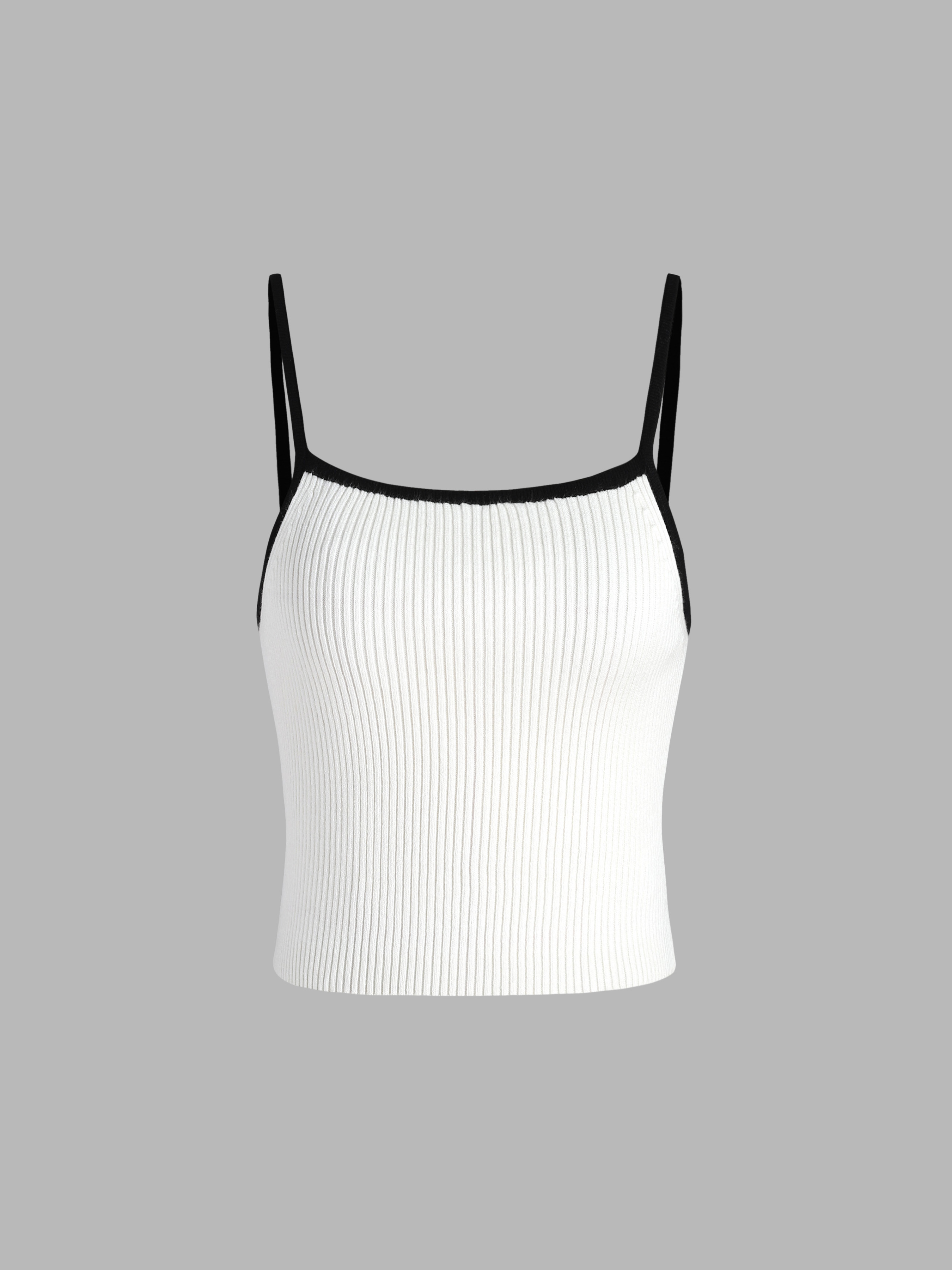 Top Cami Crop U-neck com Acabamento Contrastante - Cider