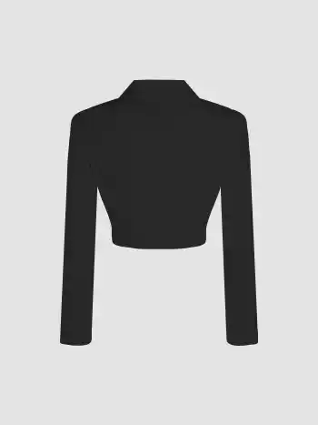 Solid Notched Collar Crop Blazer