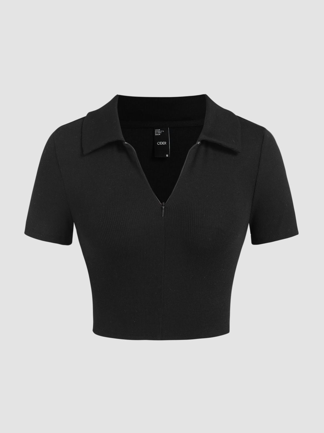 Crop Top mit festem Kragen und Reißverschluss