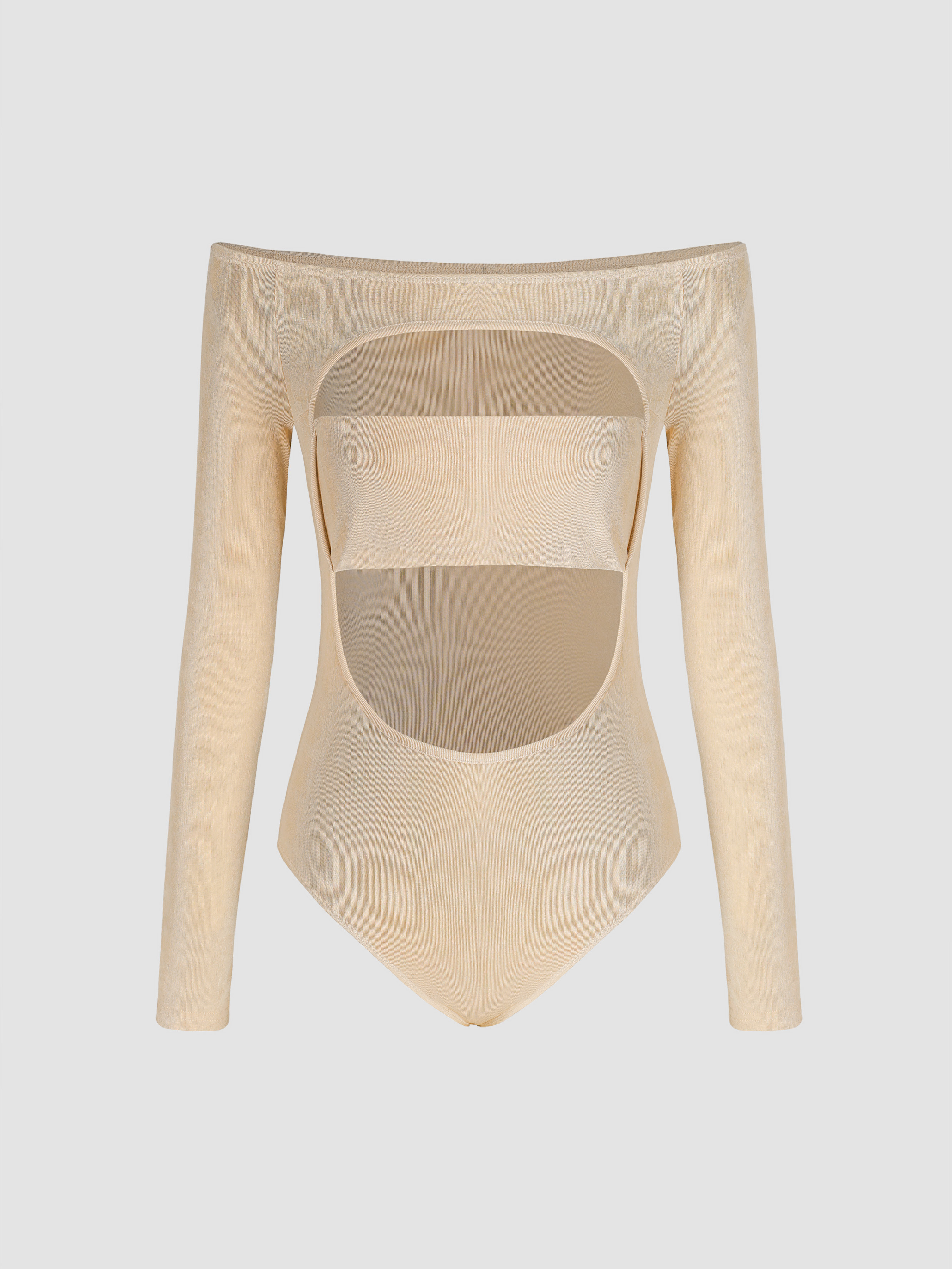 Solid Offshoulder Cut Out Bodysuit Cider