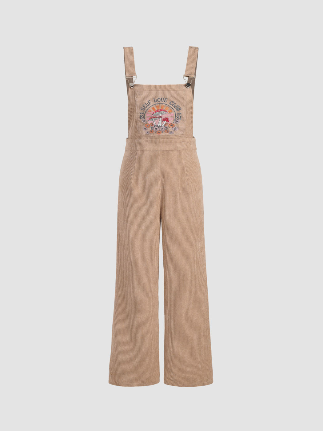 Corduroy Mushroom Pattern Pinafore Jumpsuit For School
