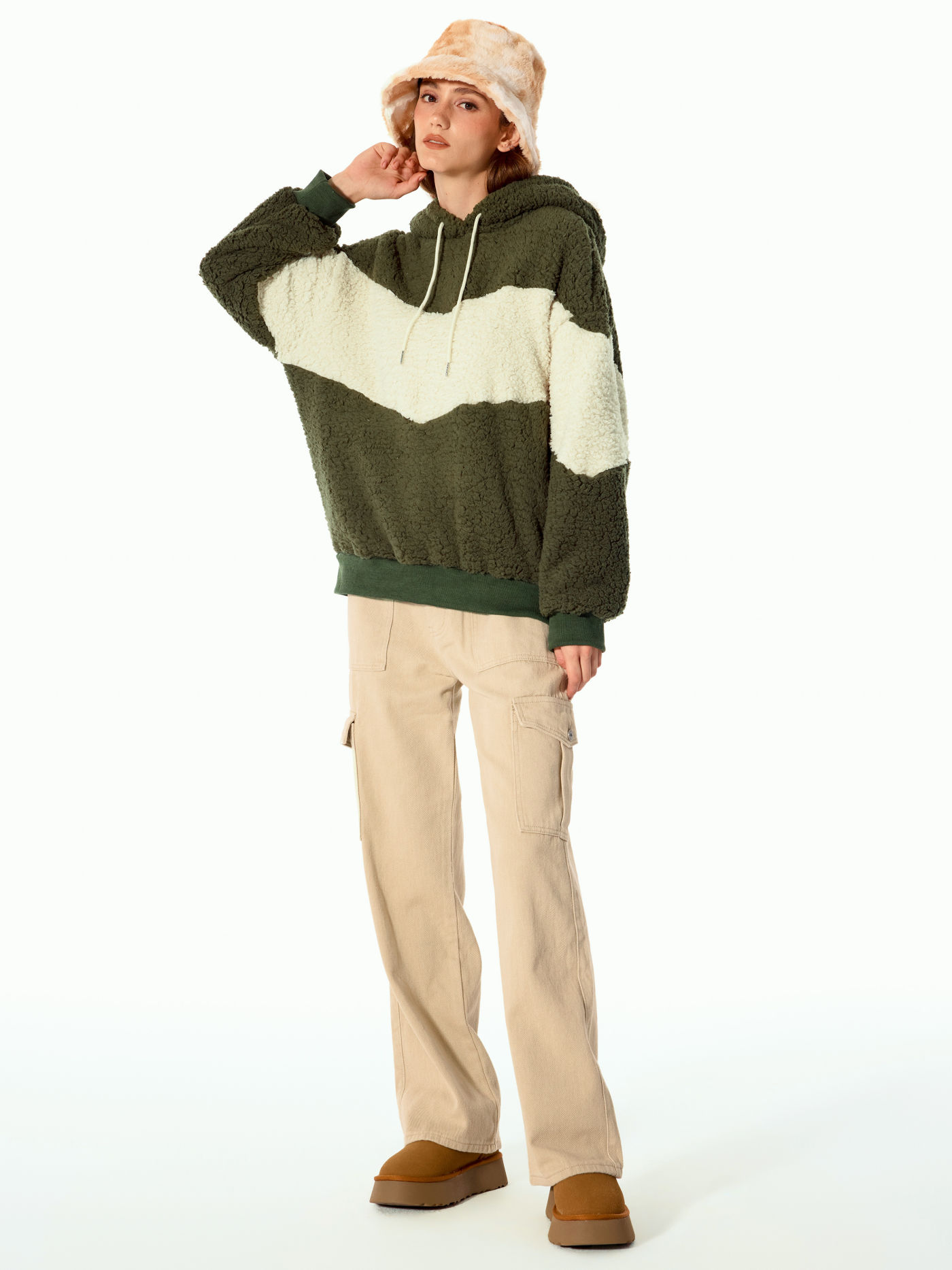 Fleece Patchy Oversized Hoodie