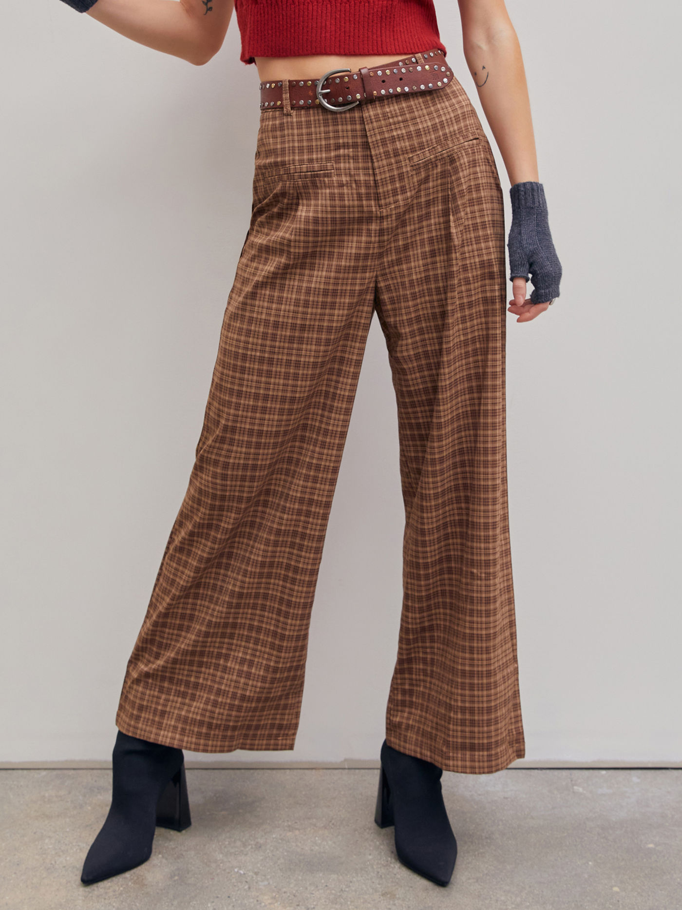 Tartan Wide Leg Trousers