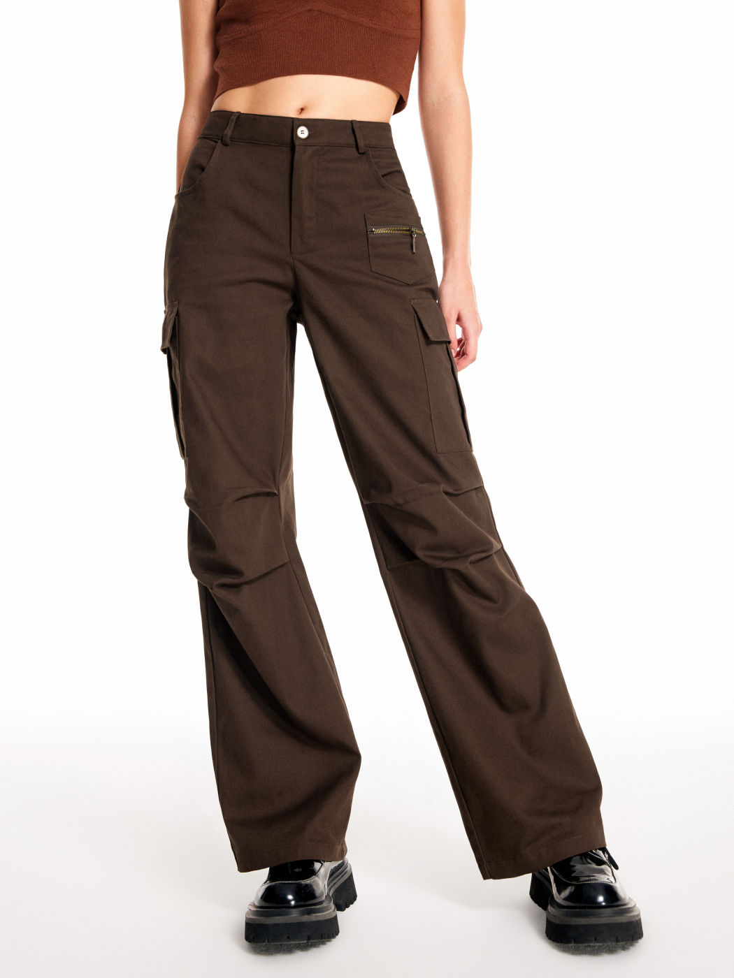 Solid Cargohose mit mittlerer Taille
