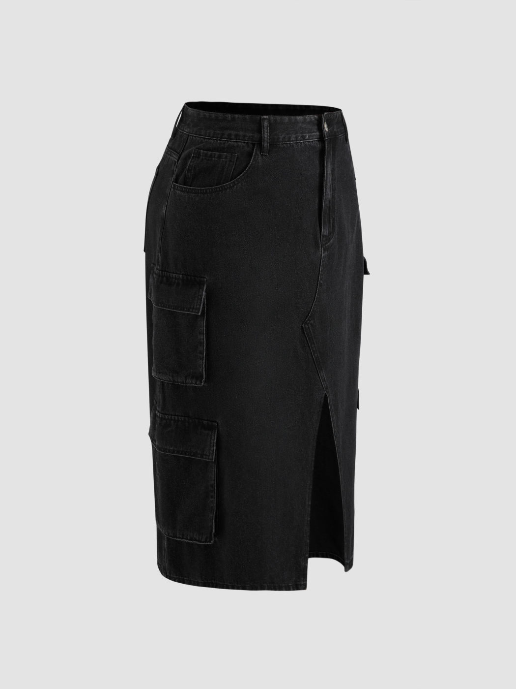 Denim-Rock mit mittlerer Taille und Schlitz Kurve & Plus
