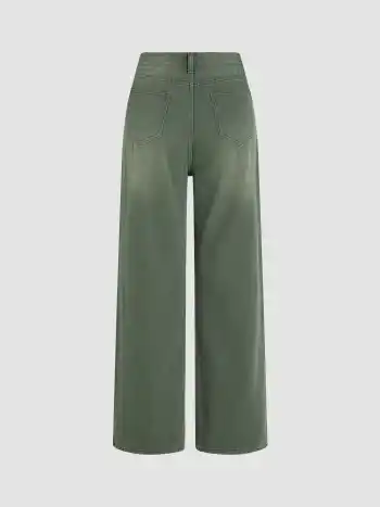 Honigfarbene Mid-Rise Jeans mit geraden Beinen und einfarbigem Design