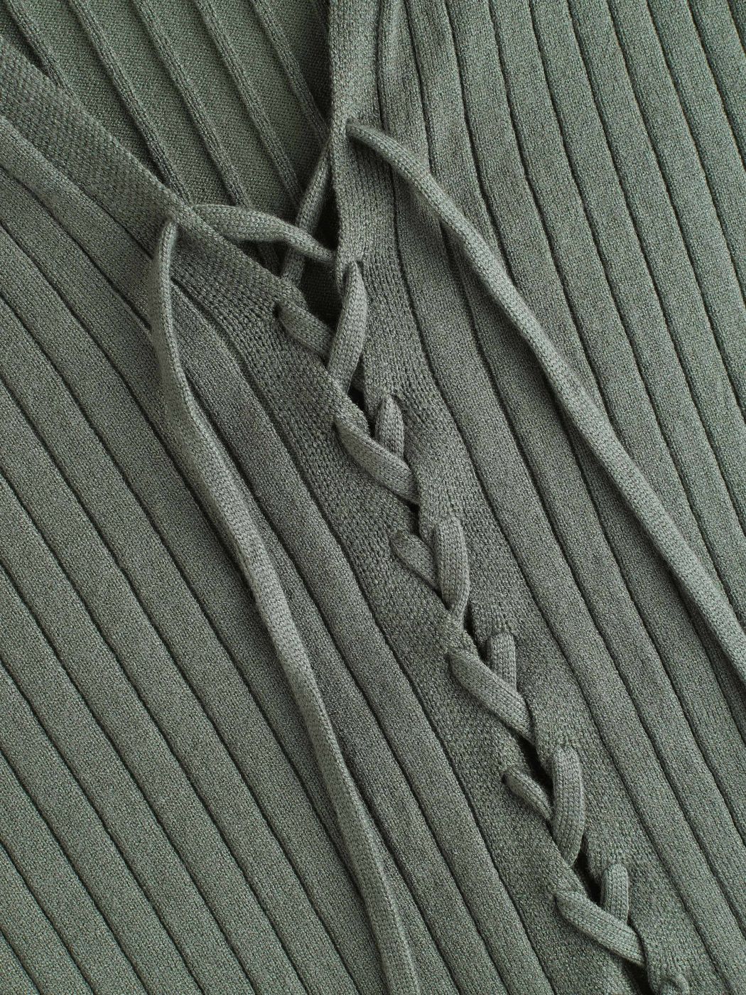 Knit Fabric Solid Lace Up Hooded Knit Top For School Daily Casual