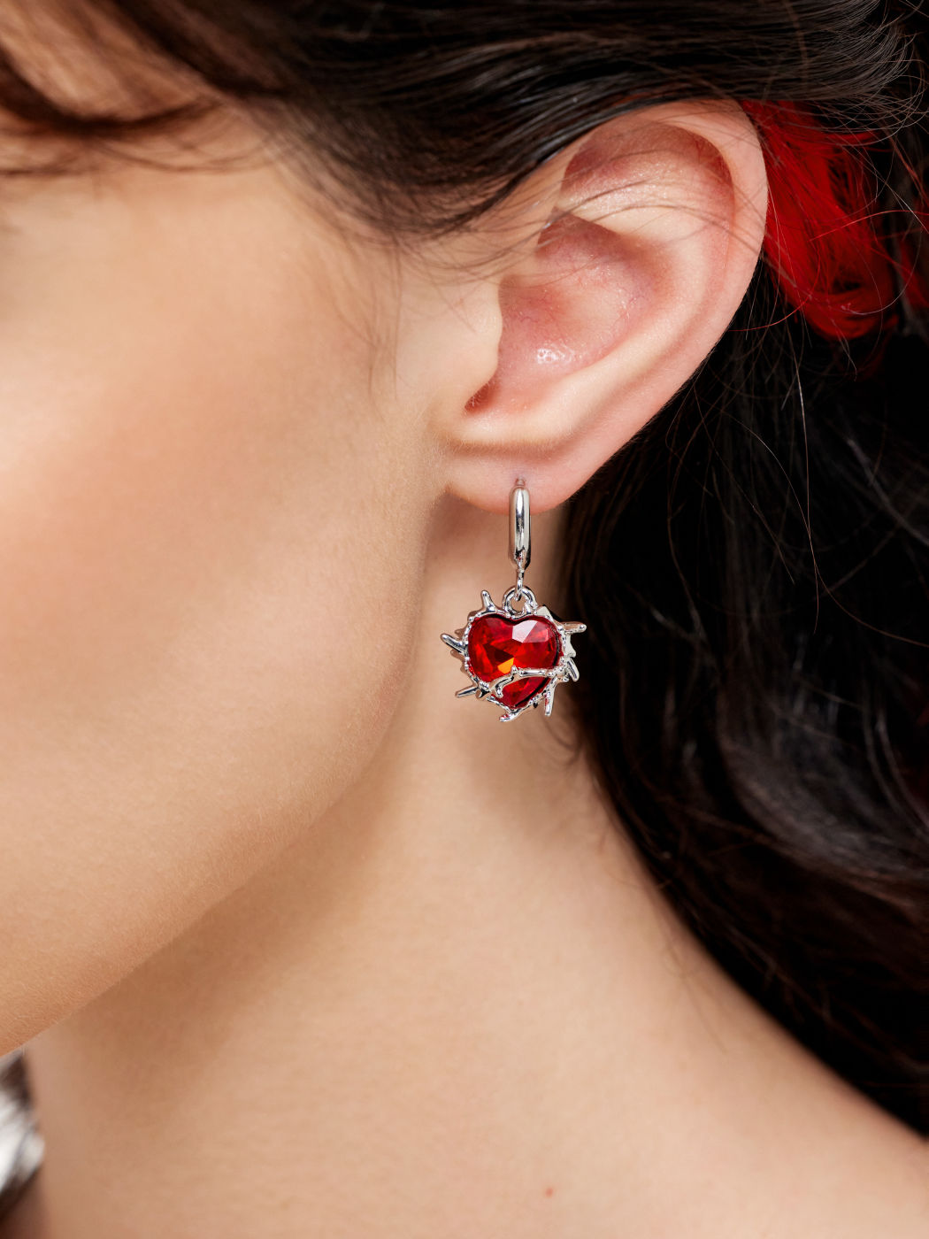 Two Tone Heart Drop Design Earrings
