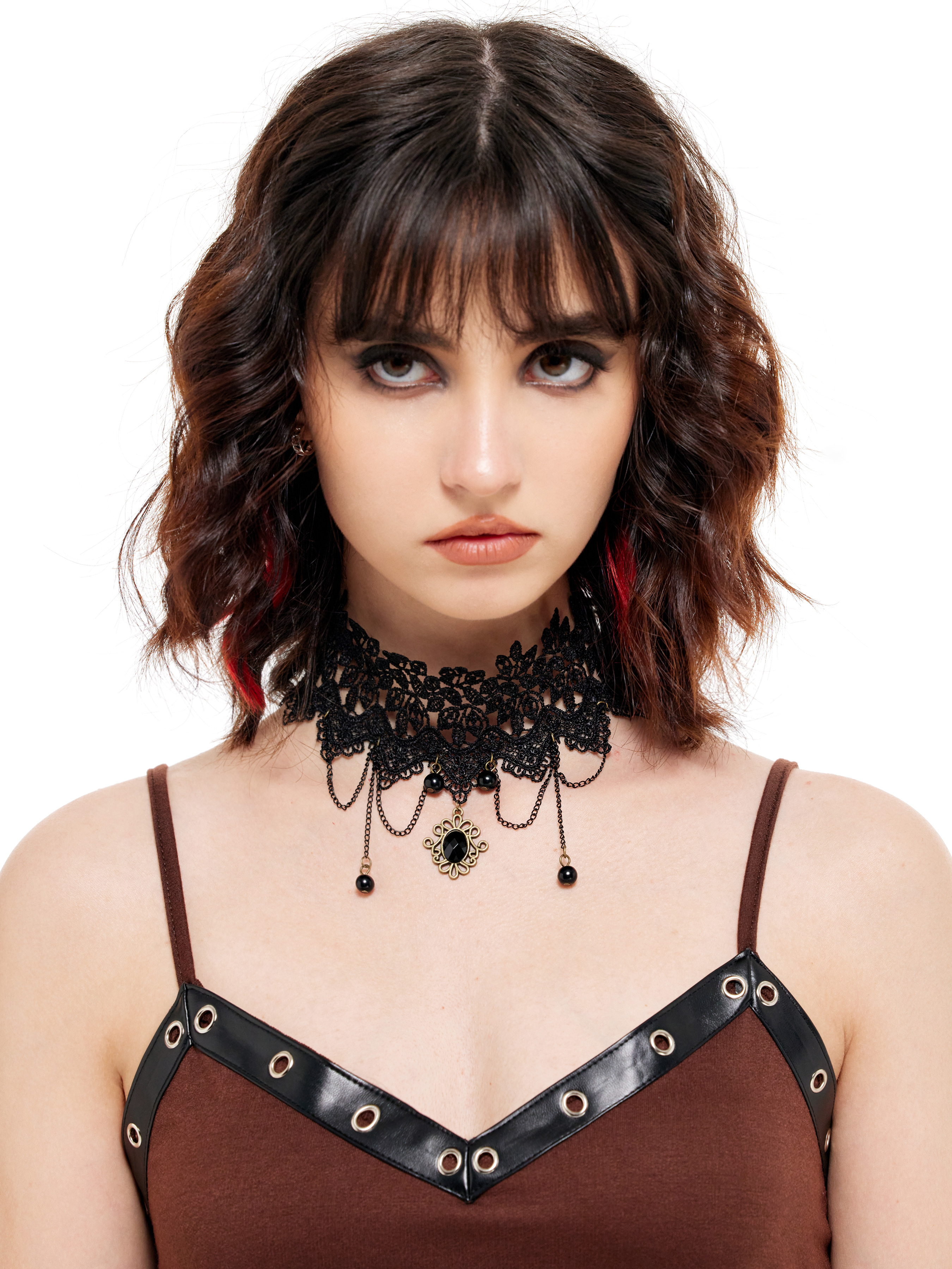 Women's Punk Gothic Choker Necklace Pu Leather Heart Rivet Collar  Adjustable Soft Collar Chain | Wish