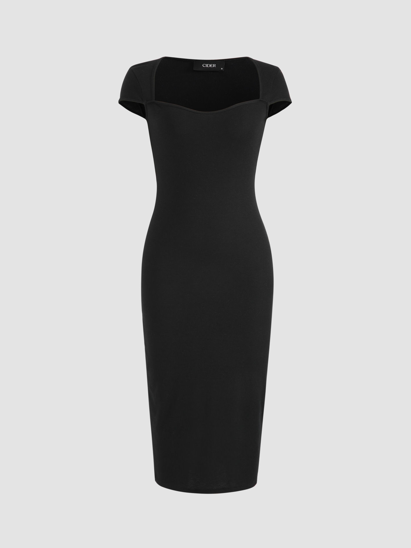 Solid Square Neck Midi Dress
