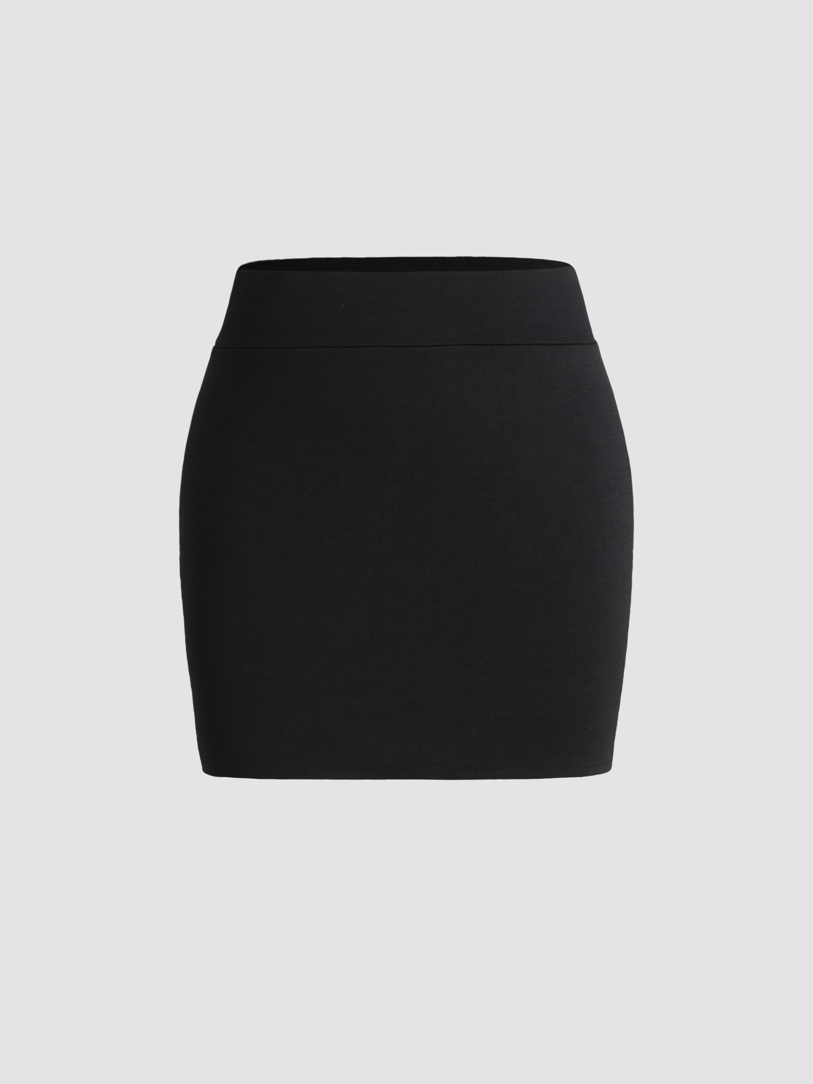 Solid Slit Mini Skirt - Cider