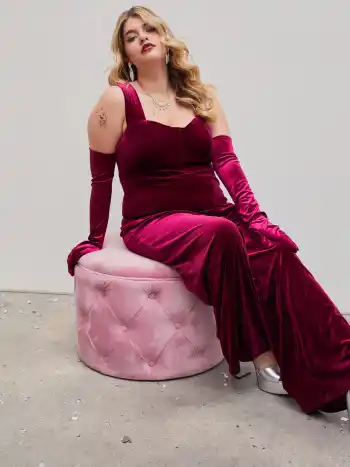 Terciopelo Retro Mono Sólido Curvy