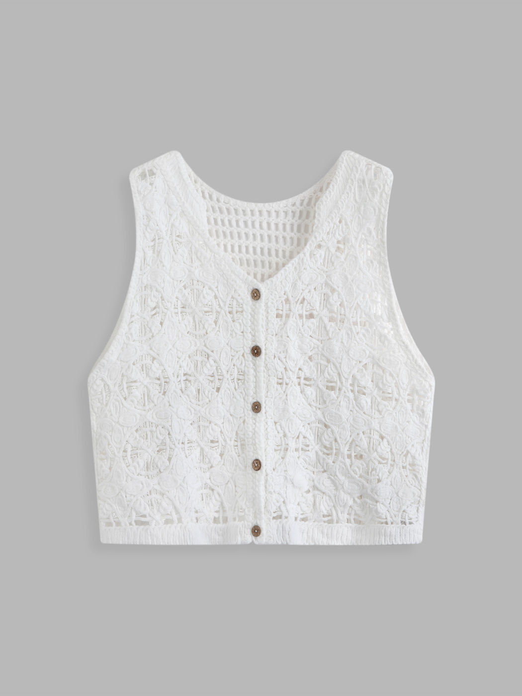 Jersey V-neck Crochet Button Up Knitted Vest For School Daily Casual