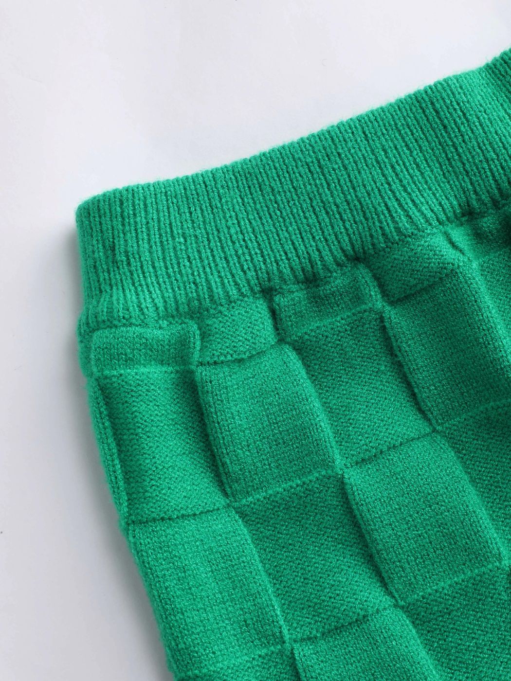 Einfarbige Gestrickte High Waist Gerade Bein Hosen Kurve & Plus