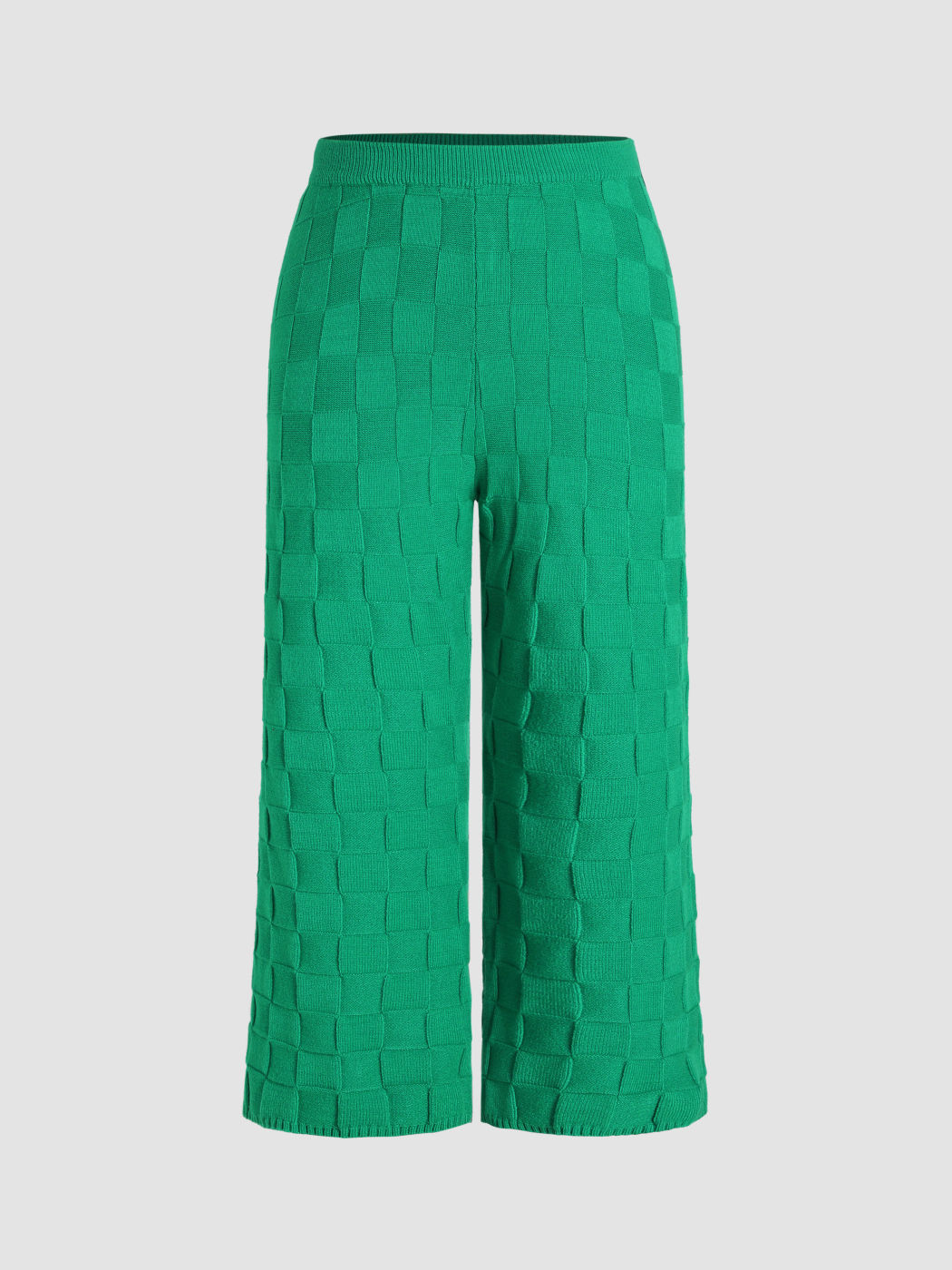 Einfarbige Gestrickte High Waist Gerade Bein Hosen Kurve & Plus