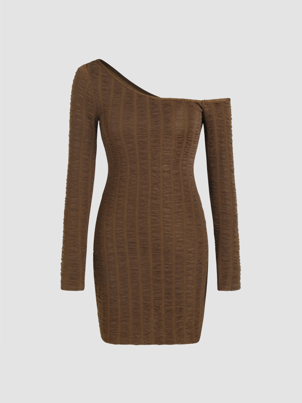 Einfarbiges, strukturiertes, asymmetrisches Minikleid