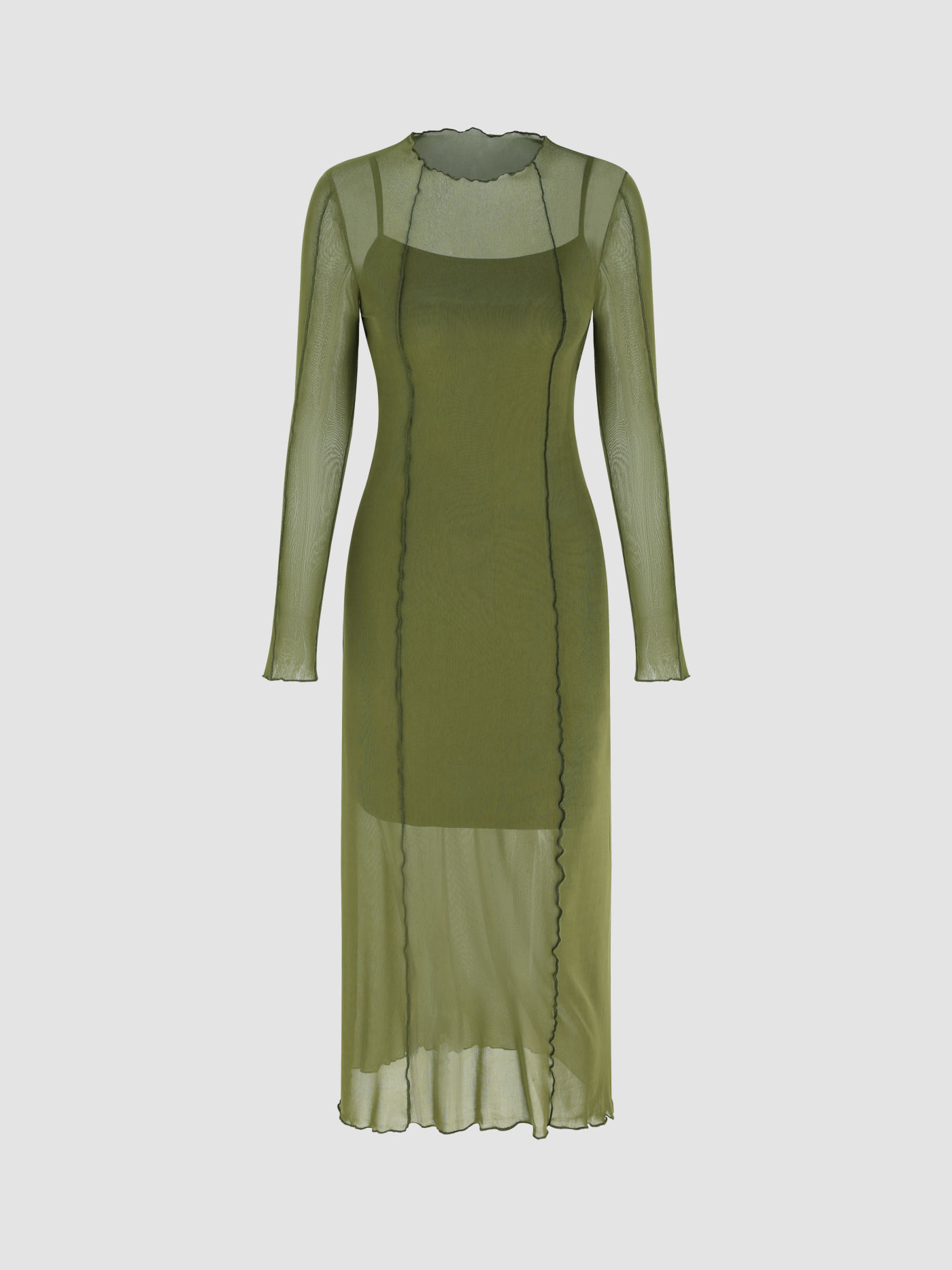 Solid Cami Dress & Mesh Maxi Dress
