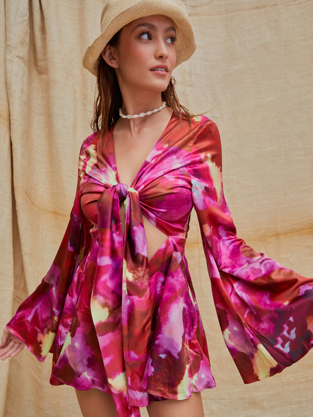 Tie Dye Bell Sleeve Romper