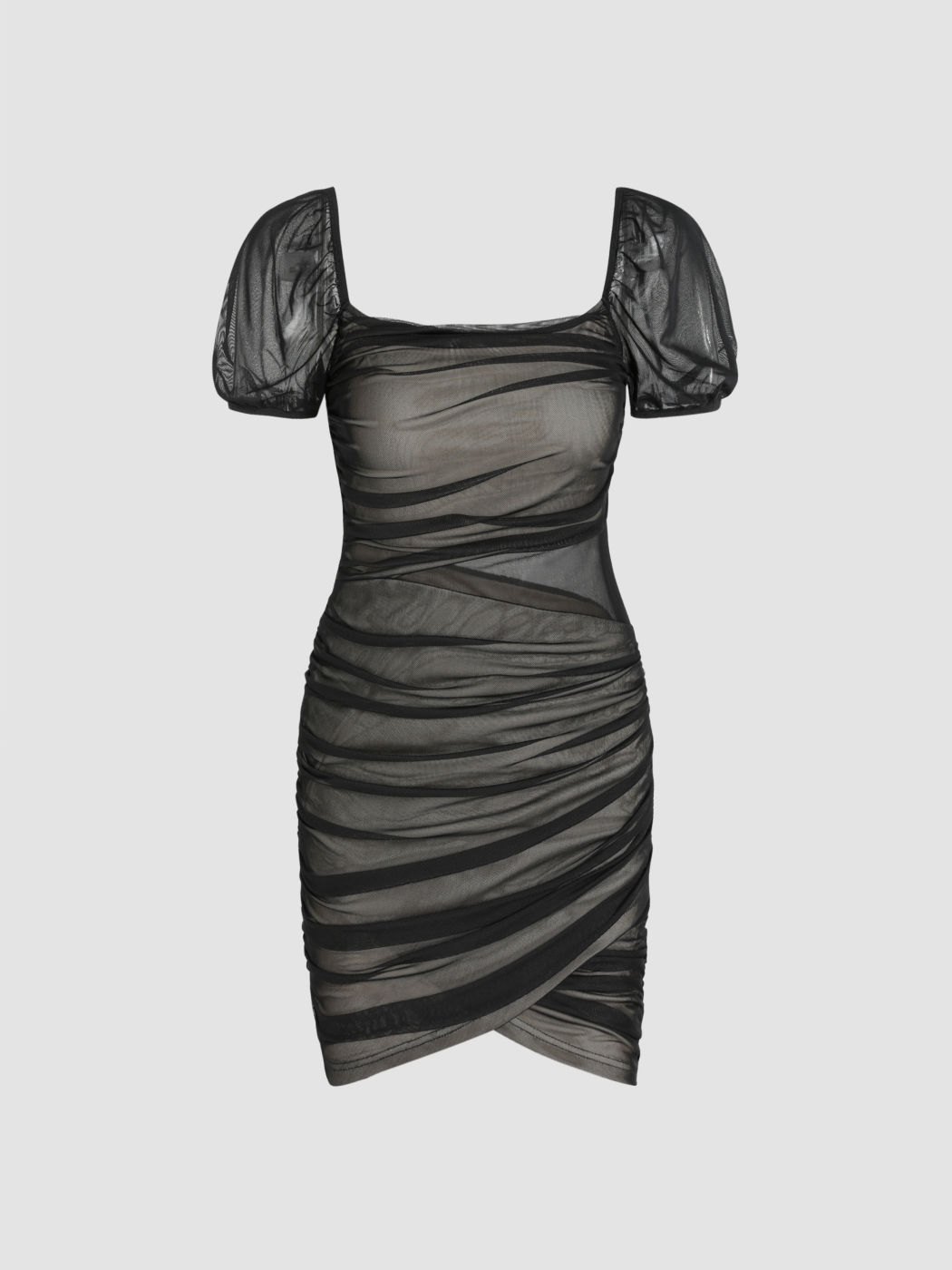 Minikleid aus Mesh mit eckigem Ausschnitt