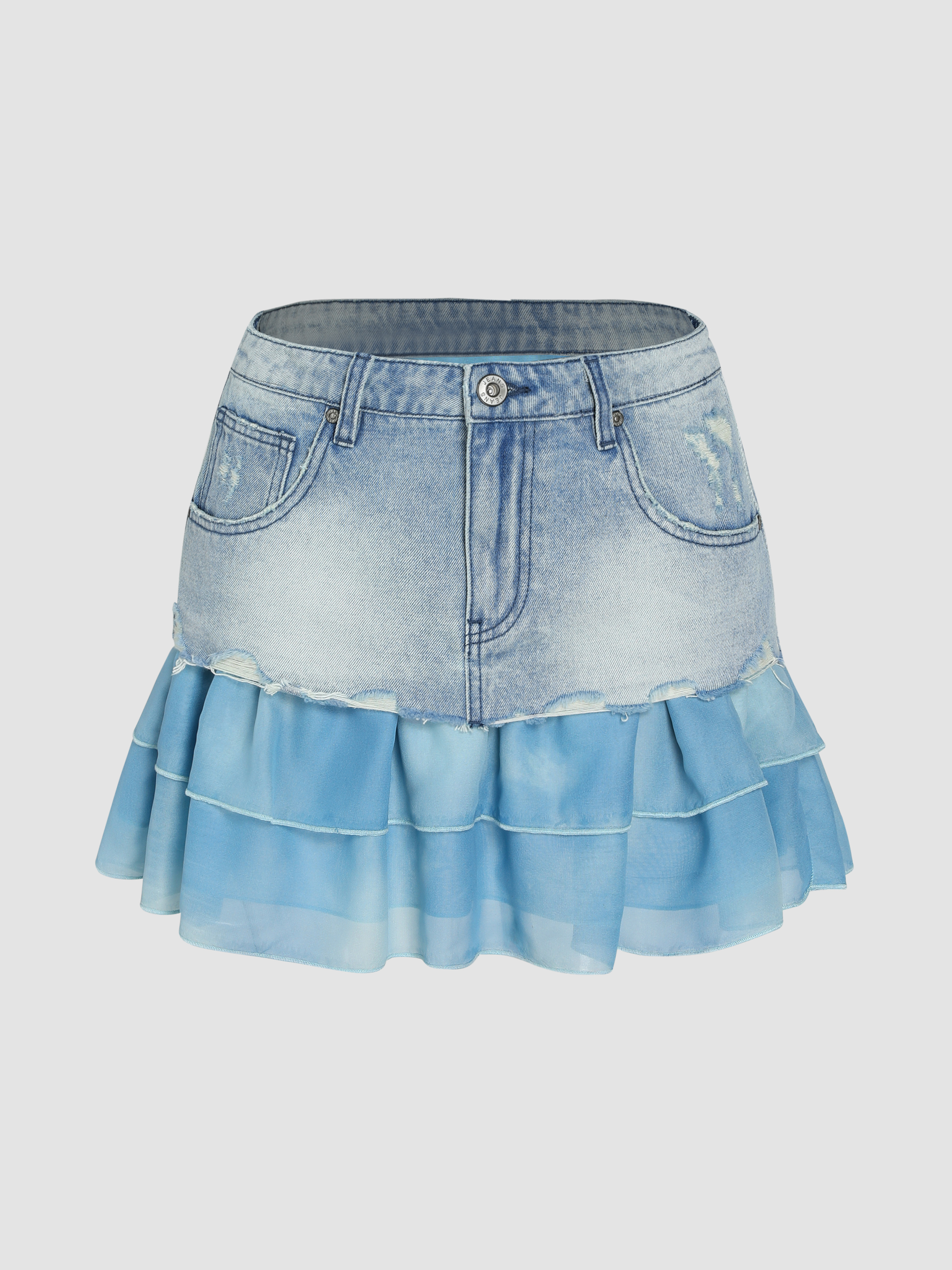 Denim Skirts Jean Skirt Denim So 2000s Ruffled Denim Mini Skirt For School