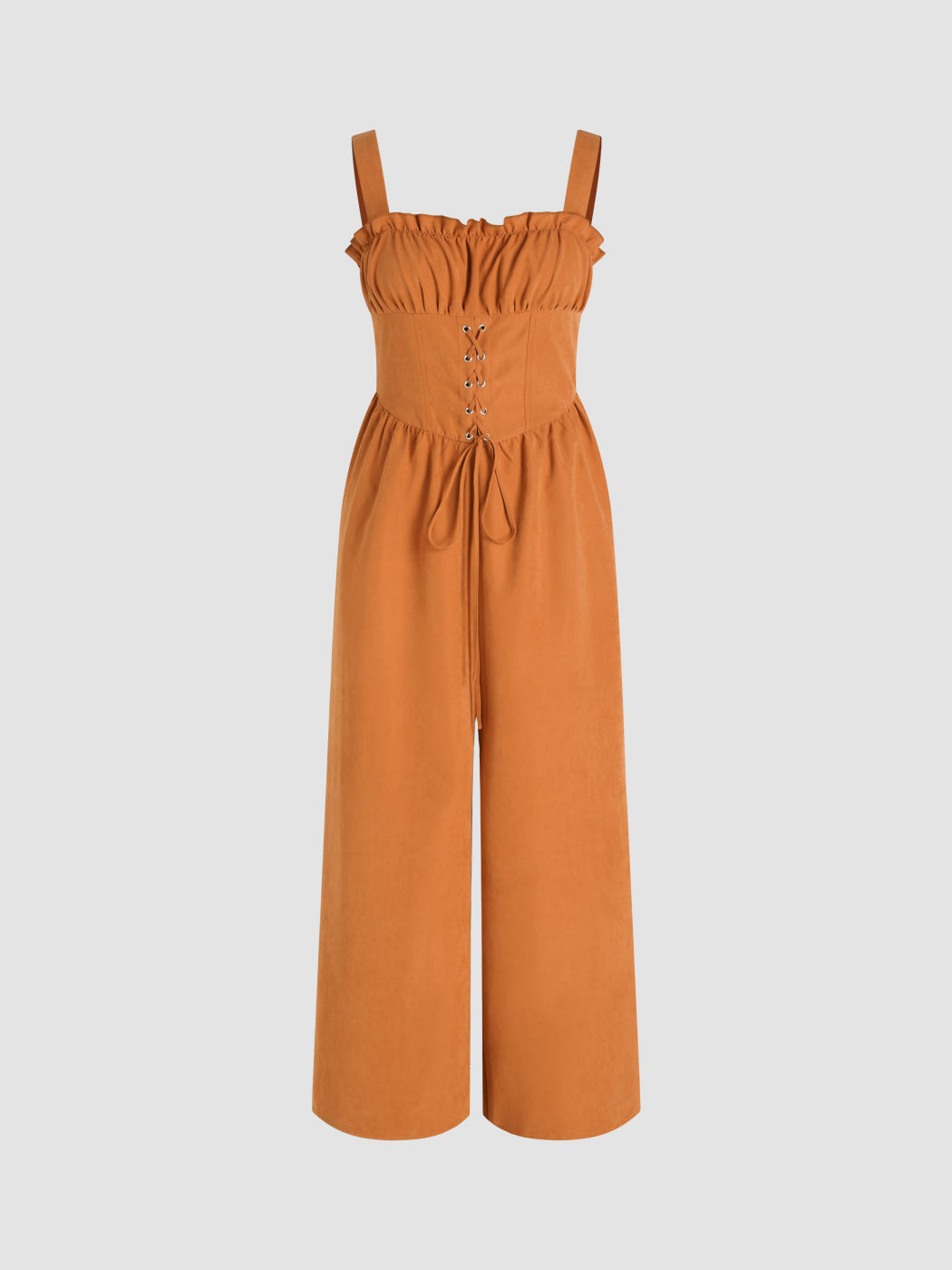 Lace Up Corset Sleeveless Jumpsuit For Daily Casual