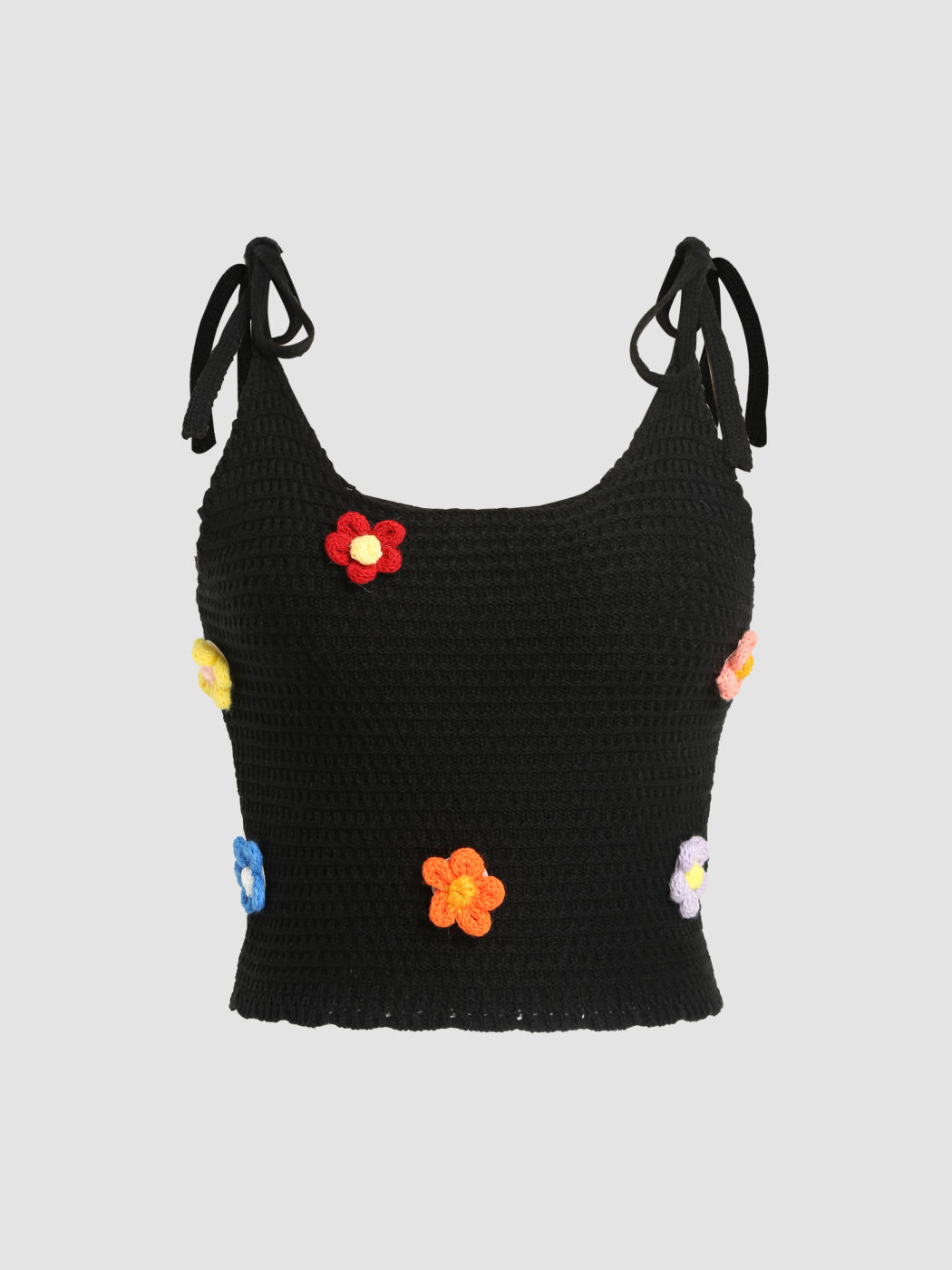 Häkeln Sie 3D Blumen geknotet gestrickt Crop Top