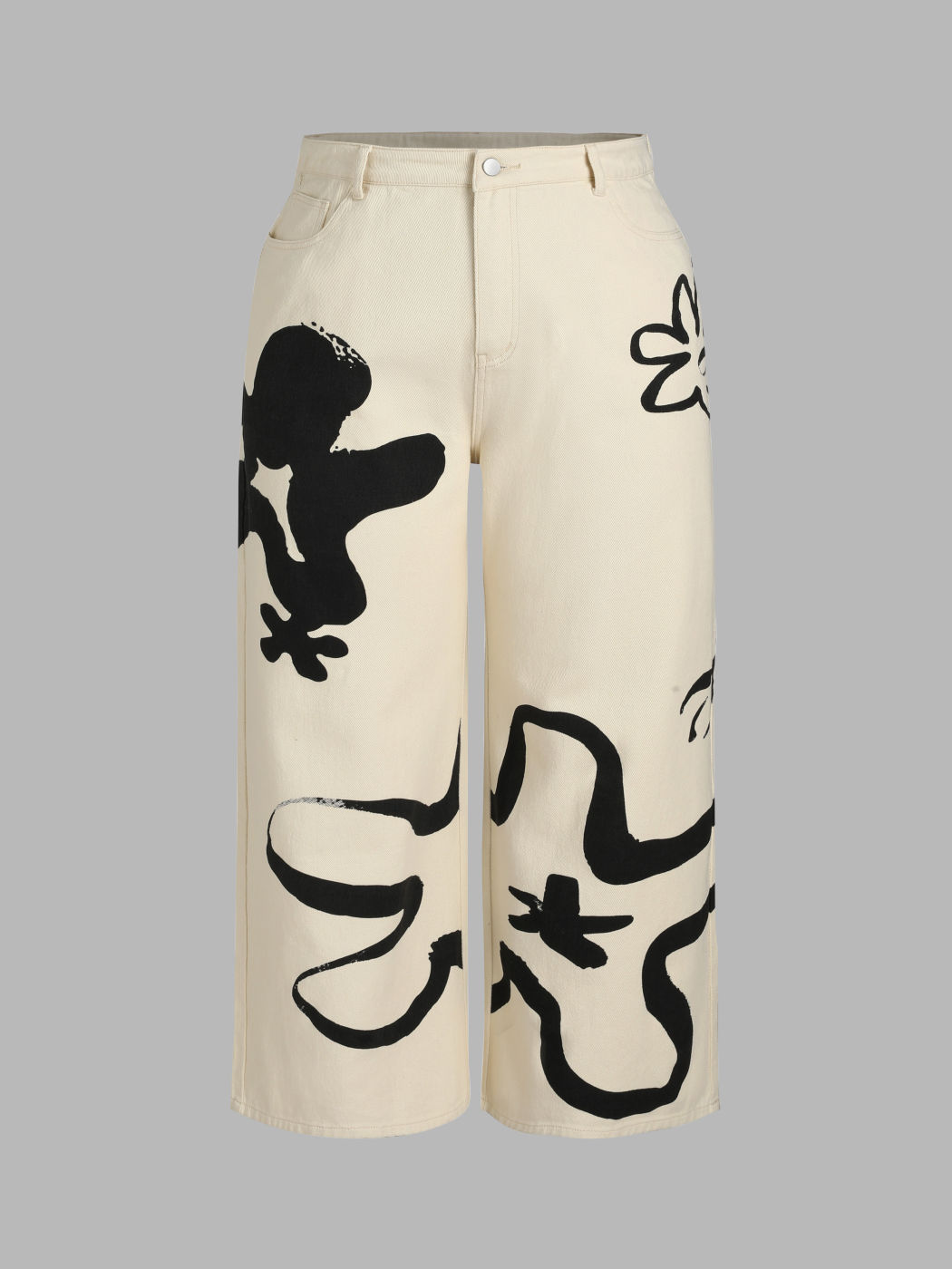 Denim-Jeans mit weitem Bein und Grafik Kurve & Plus