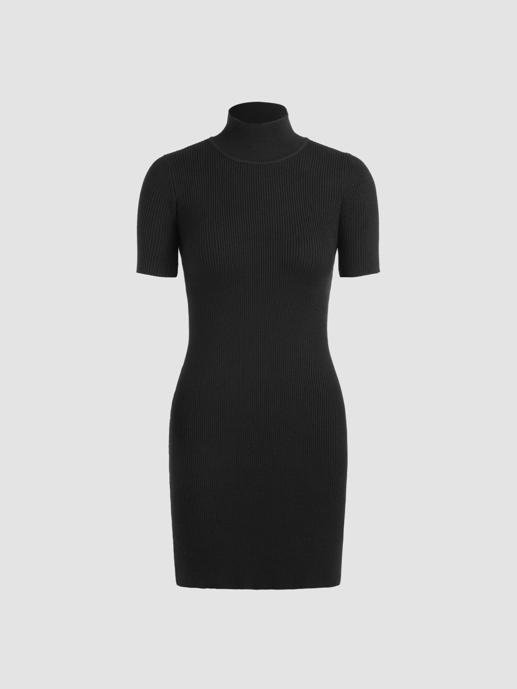 Knit Solid High Neck Short Dress For Daily Casual