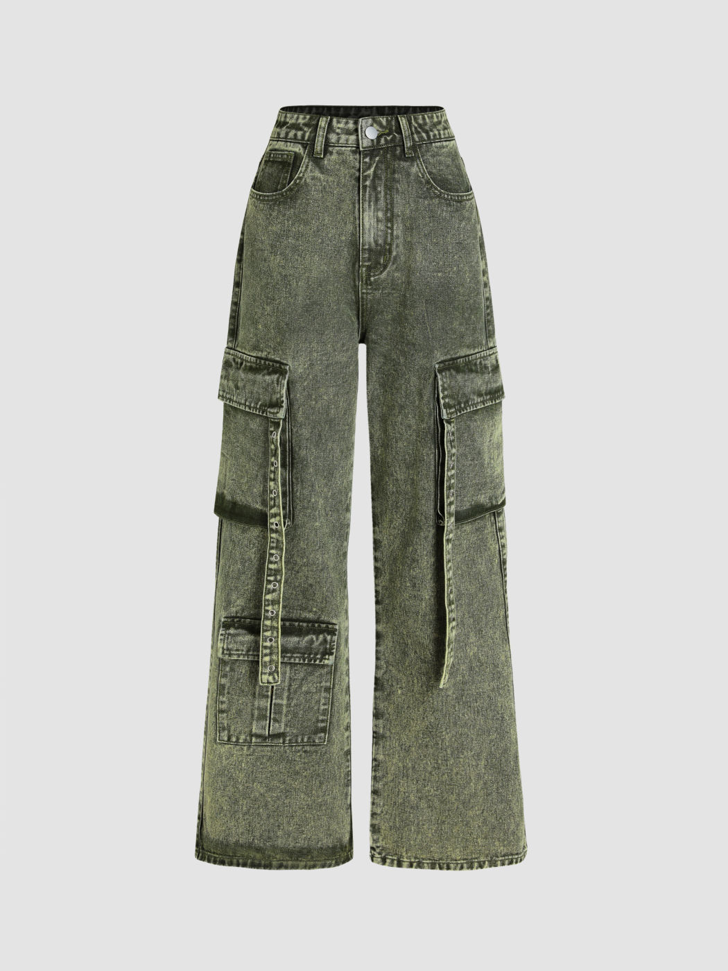 Mid Rise Grass Ain't Greener Weite Cargo-Jeans