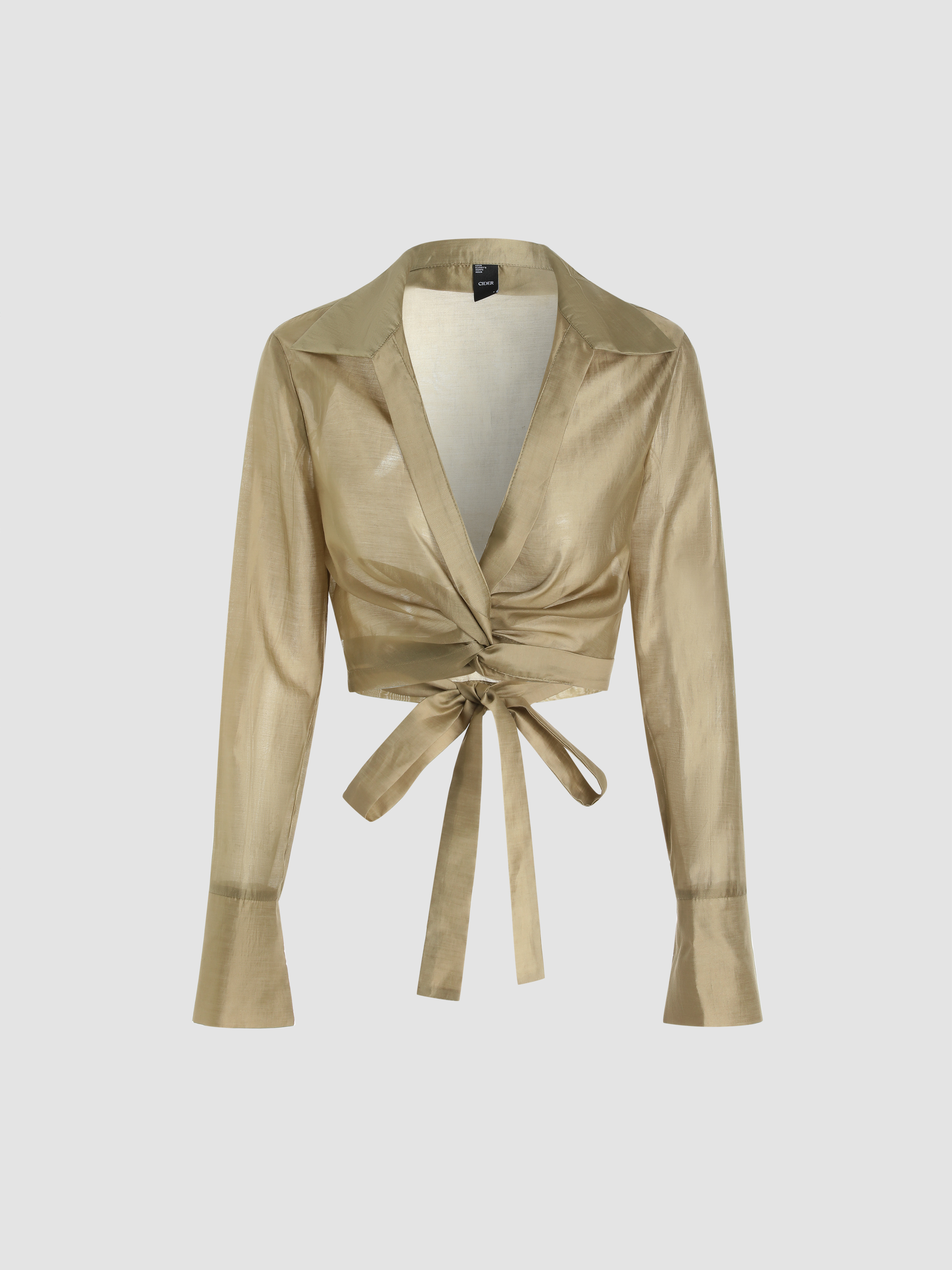 Bell Sleeve Tops For Women Knit Fabric Square Neck Bowknot Ruched