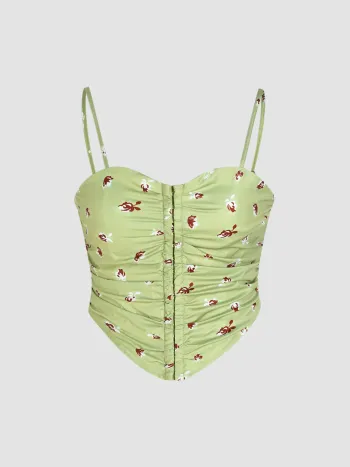  Florales Gerafftes Crop Top