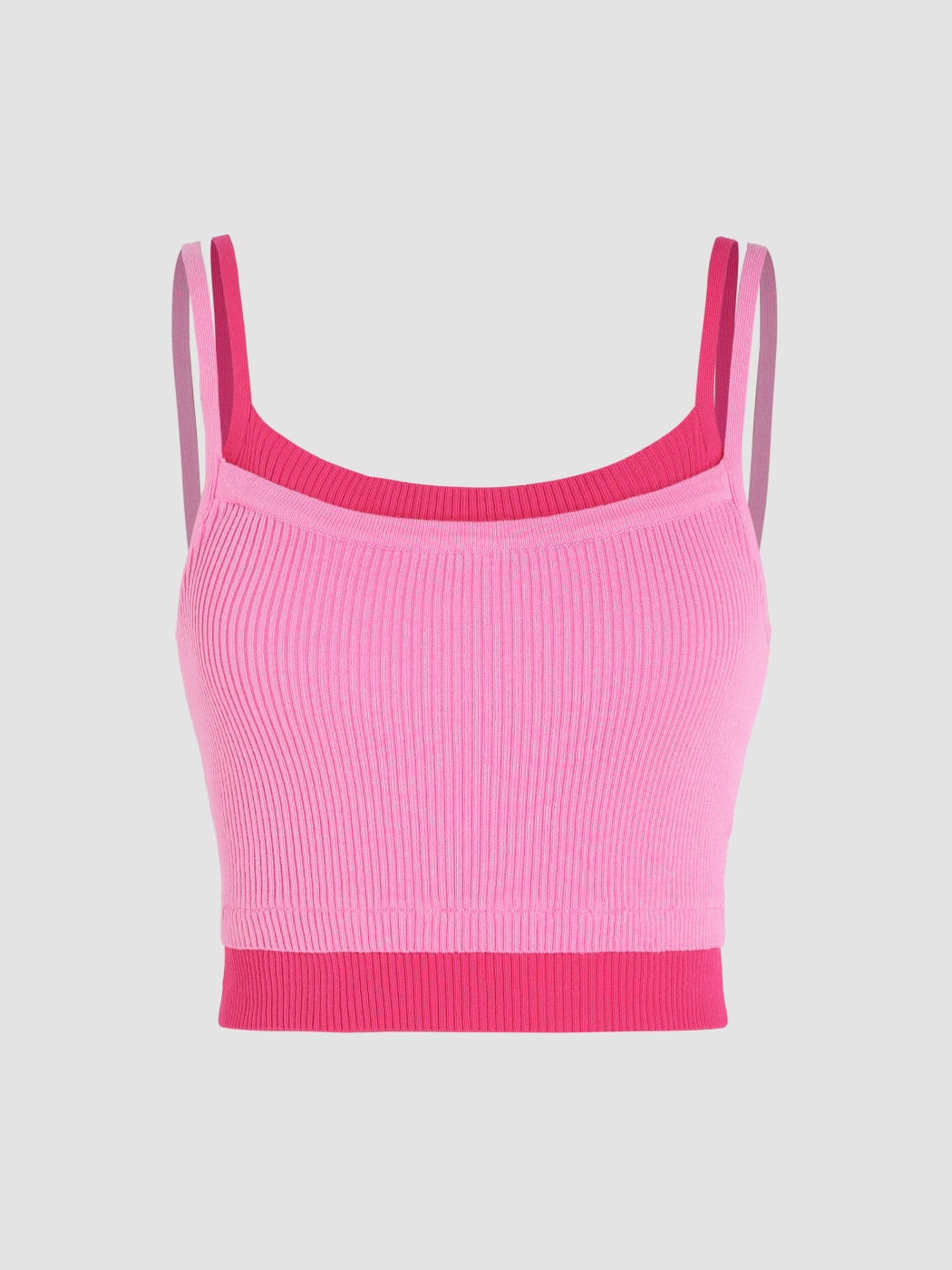  Quadratischer Ausschnitt Gestricktes Crop Top