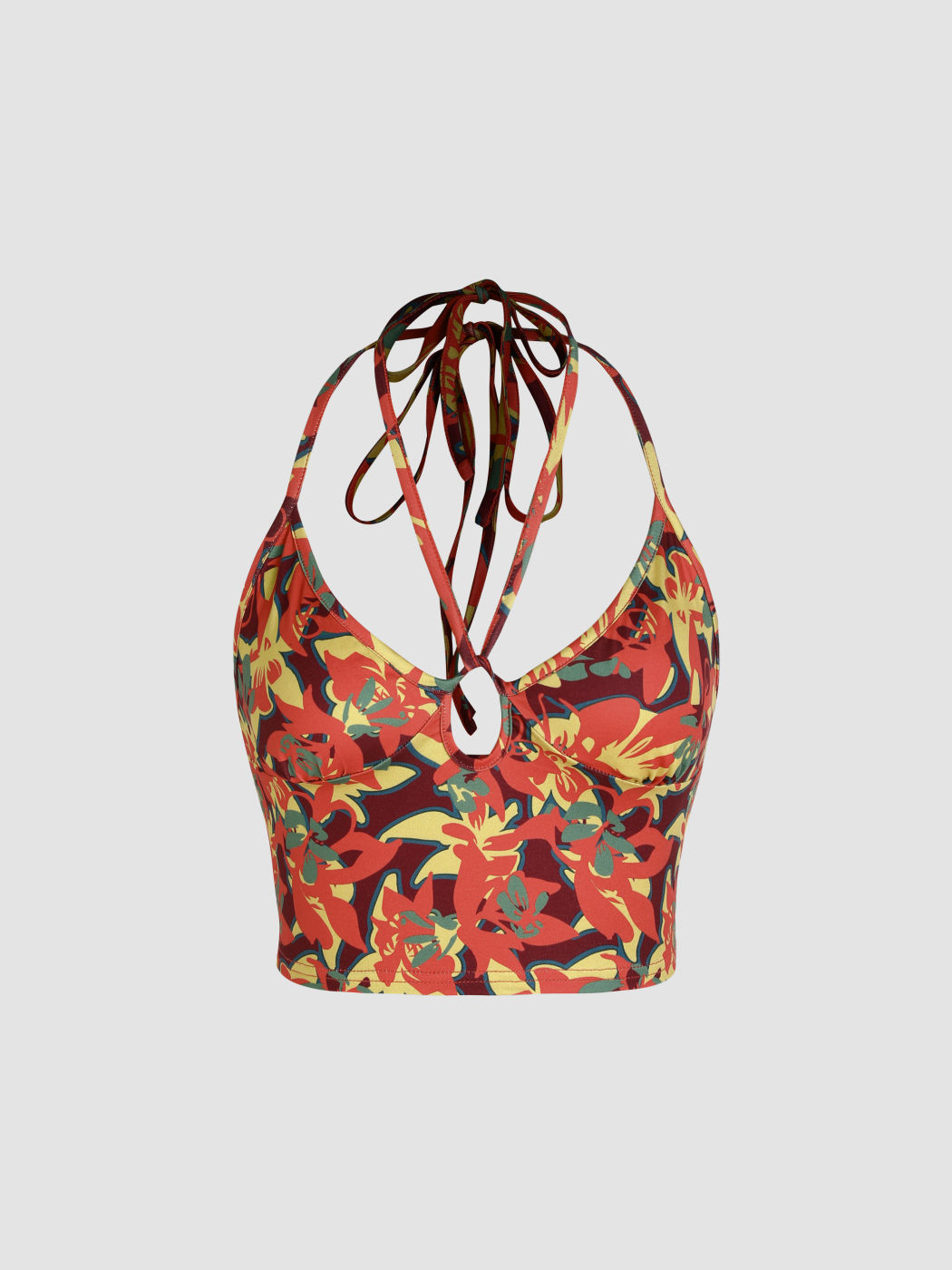Crop-Top mit floralem Neckholder-Schatz