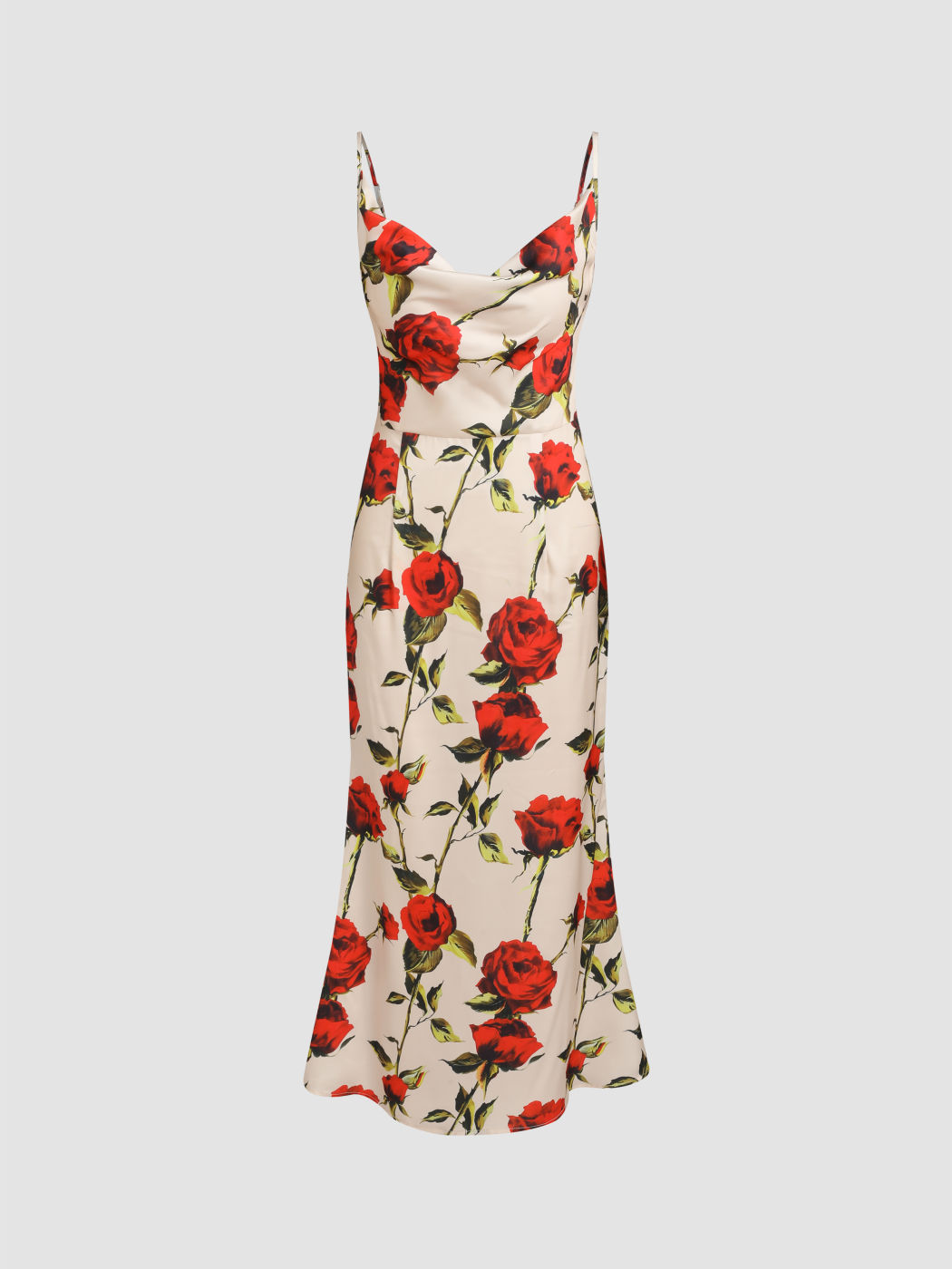 Geblümtes Cami-Maxikleid mit Wasserfallausschnitt
