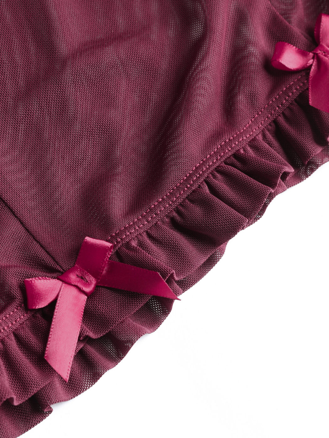 Durchsichtige Kurzarm-Crop-Bluse mit Rüschenbesatz