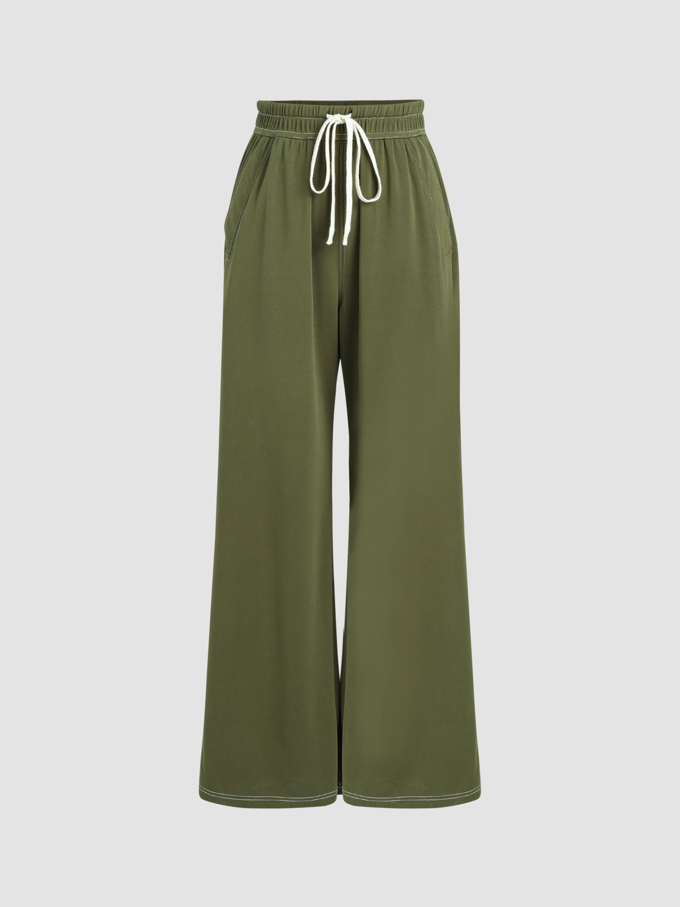 Pantaloni a gamba larga con coulisse a vita alta