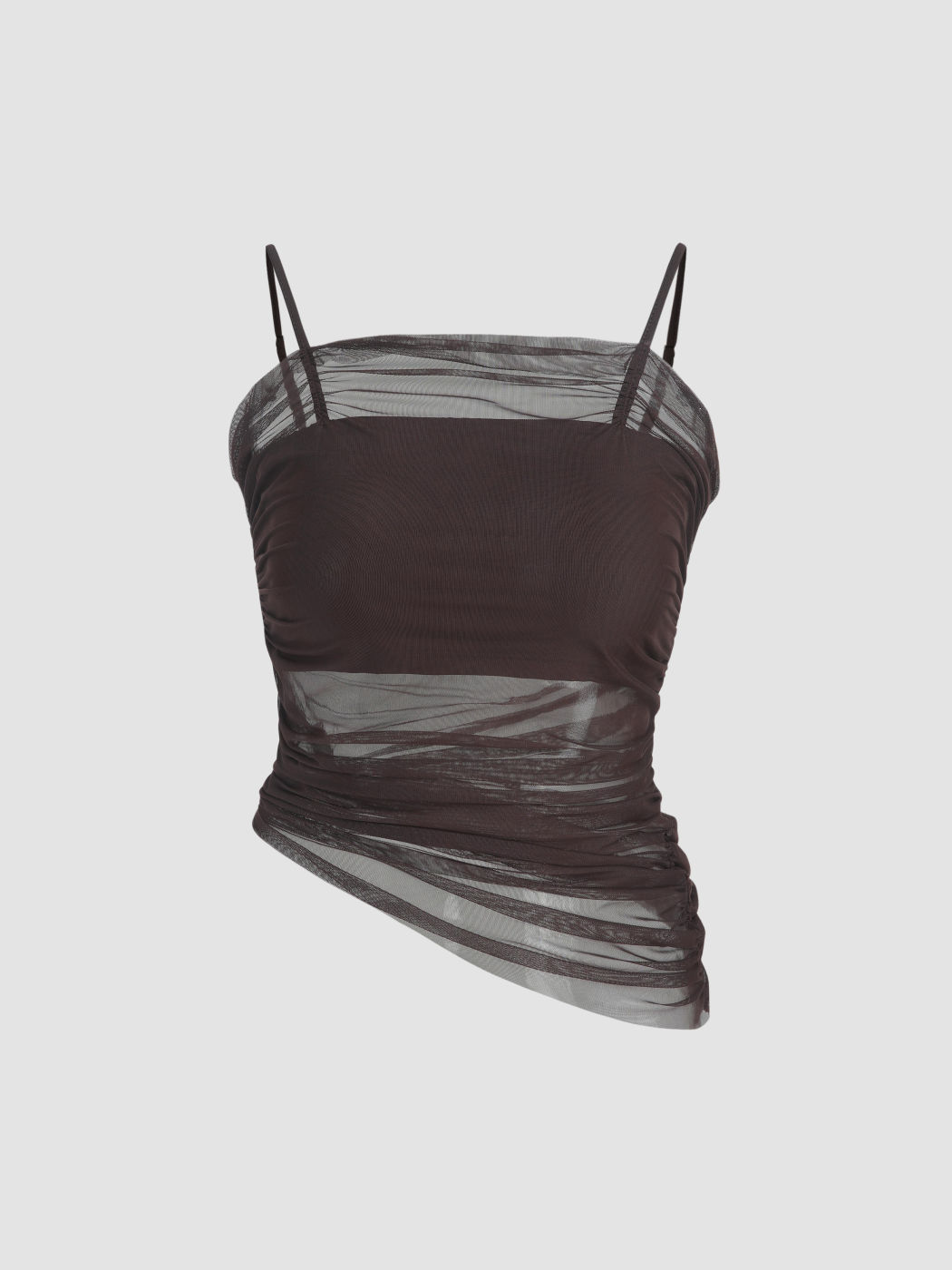 Crop Cami Top mit Wasserfallausschnitt aus Netzstoff