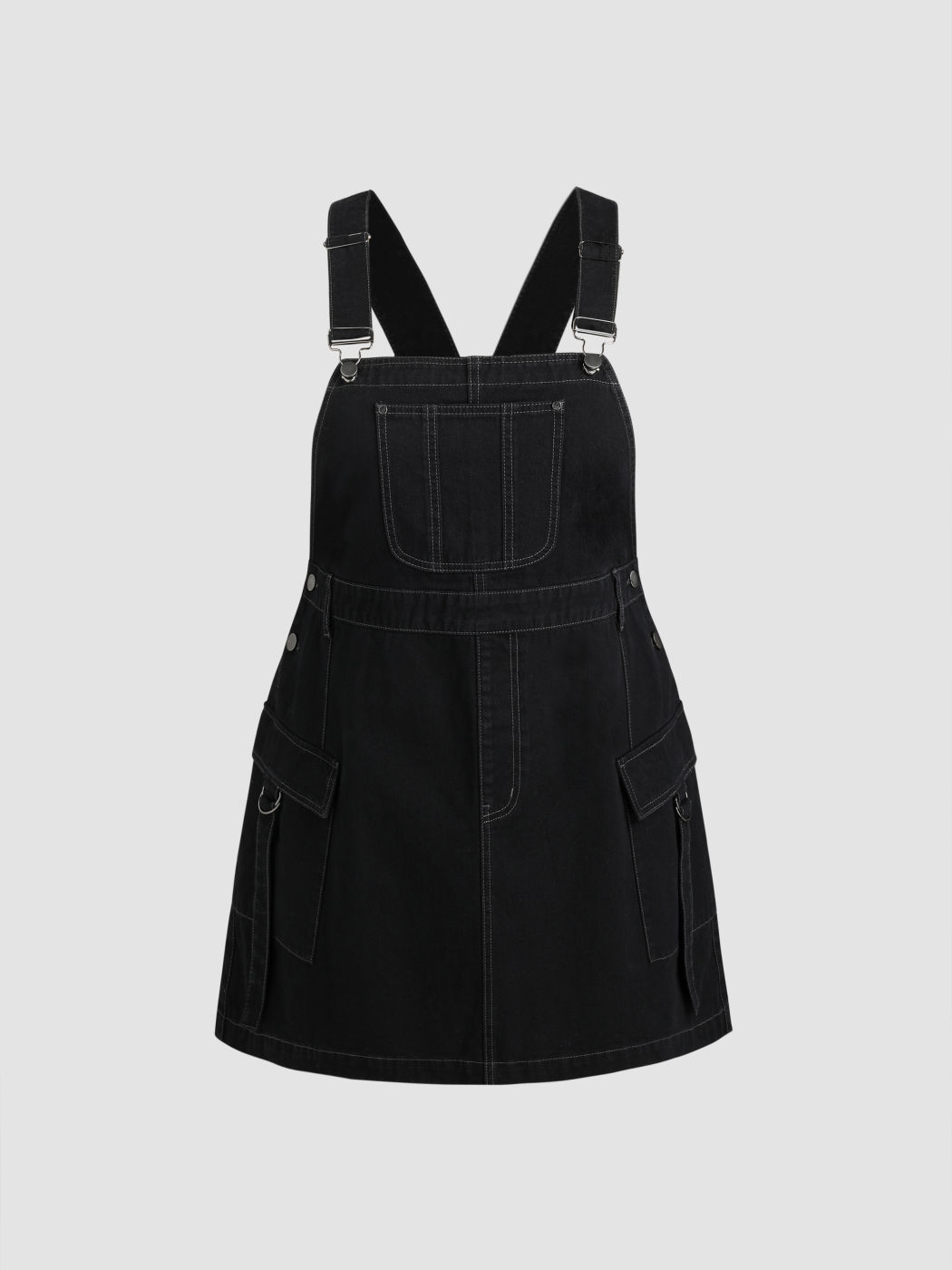 Denim Solid Minikleid mit Schnalle Kurve & Plus