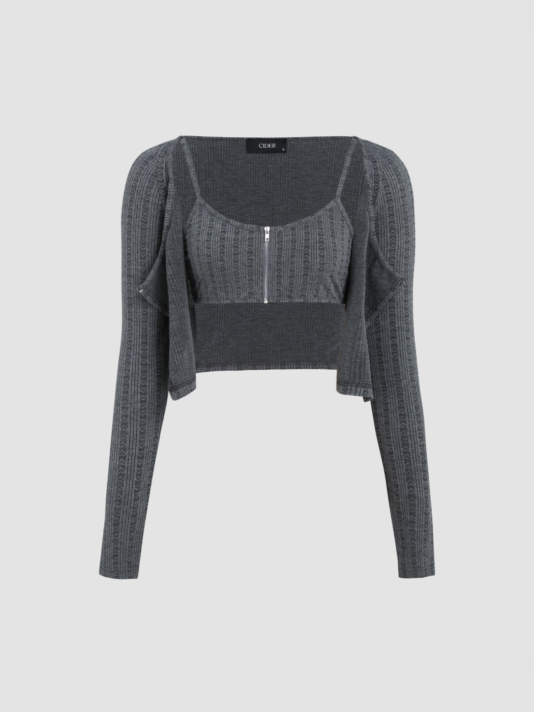 Solids Crop-Top mit Reißverschluss