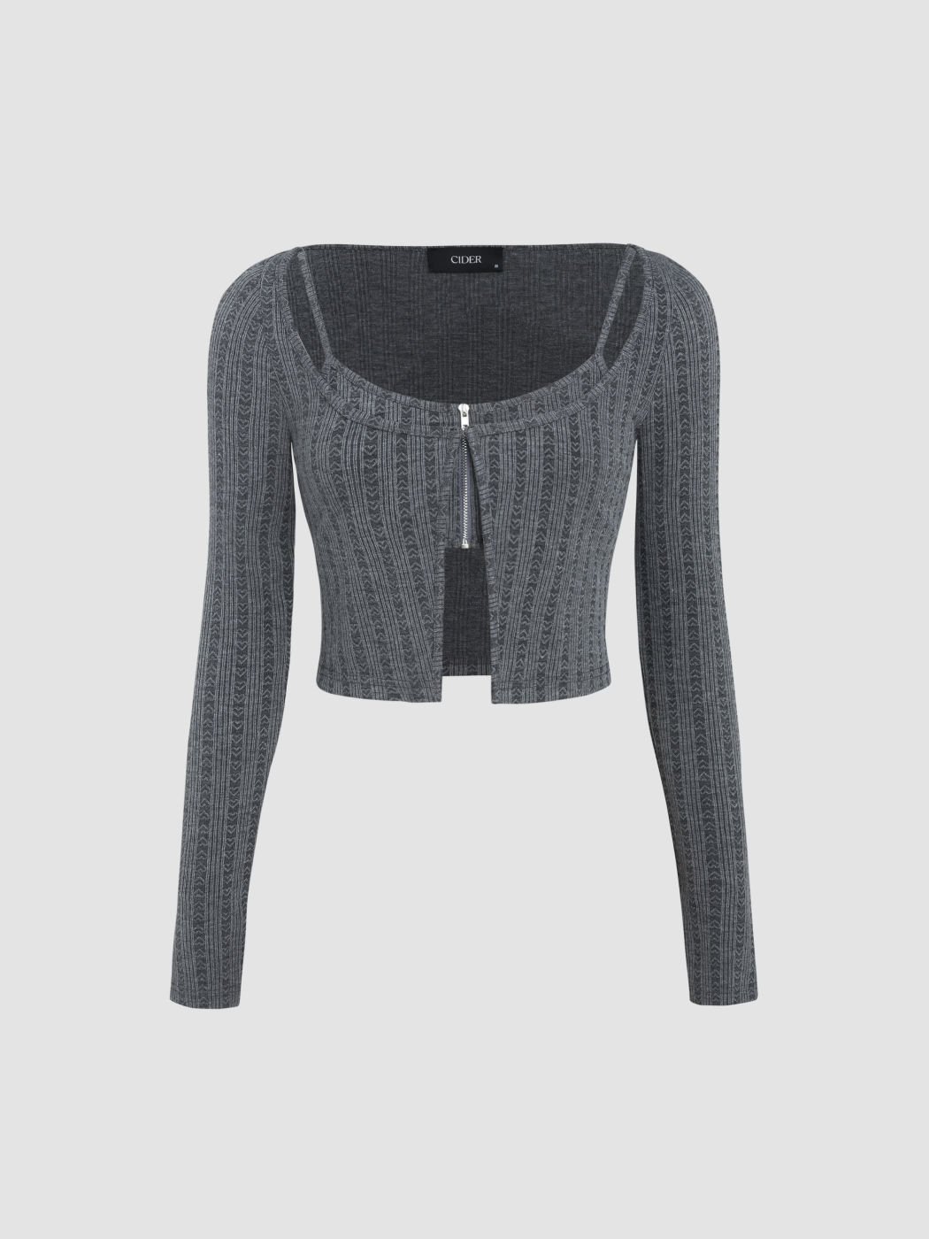 Solids Crop-Top mit Reißverschluss
