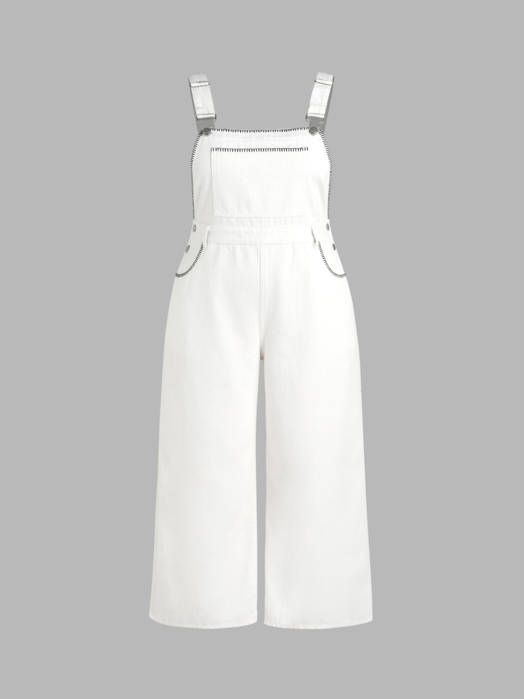 Stitch Denim-Jumpsuit mit weitem Bein Kurve & Plus