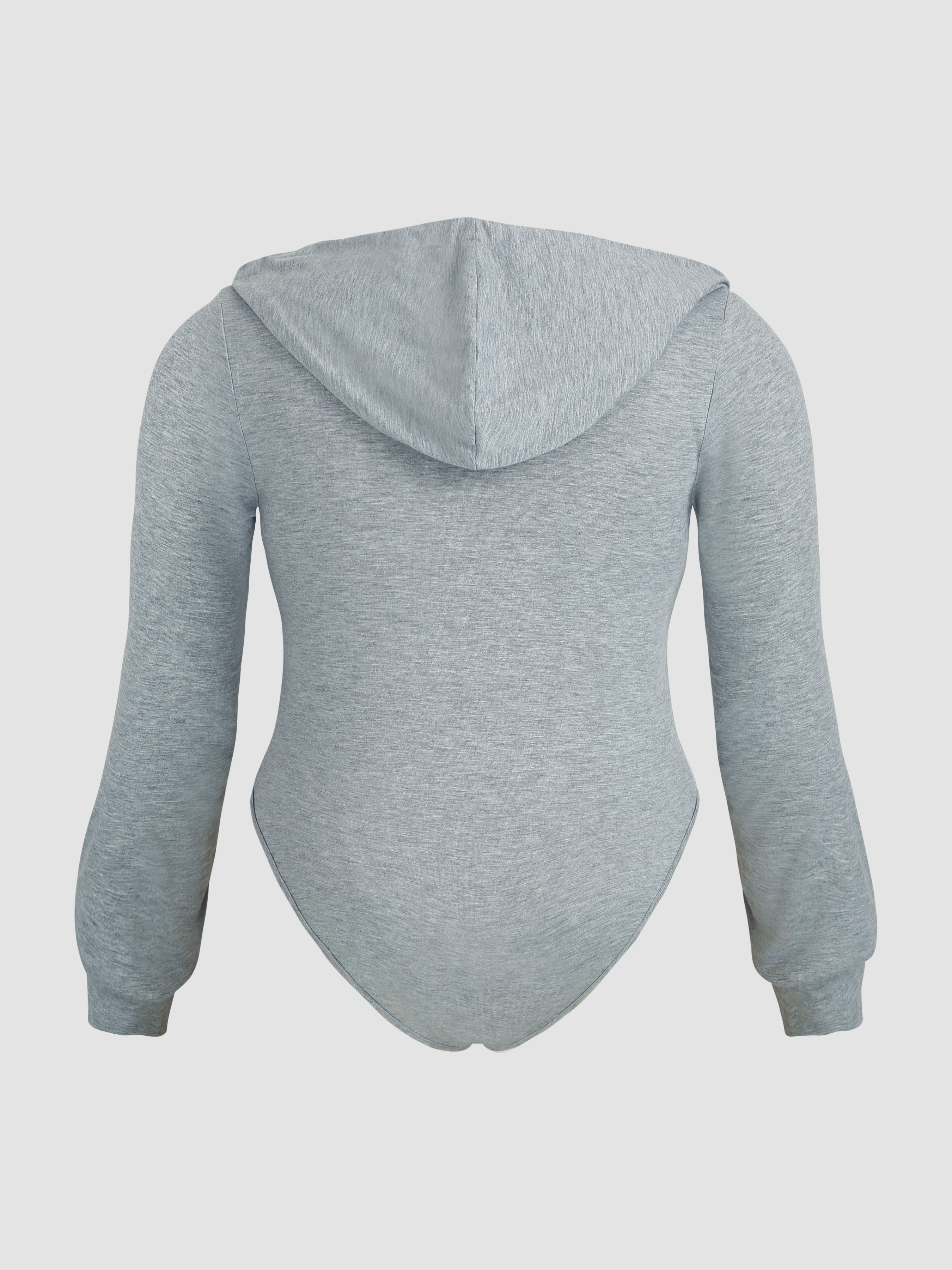 Solid Hooded Drawstring Bodysuit Curve Plus For School