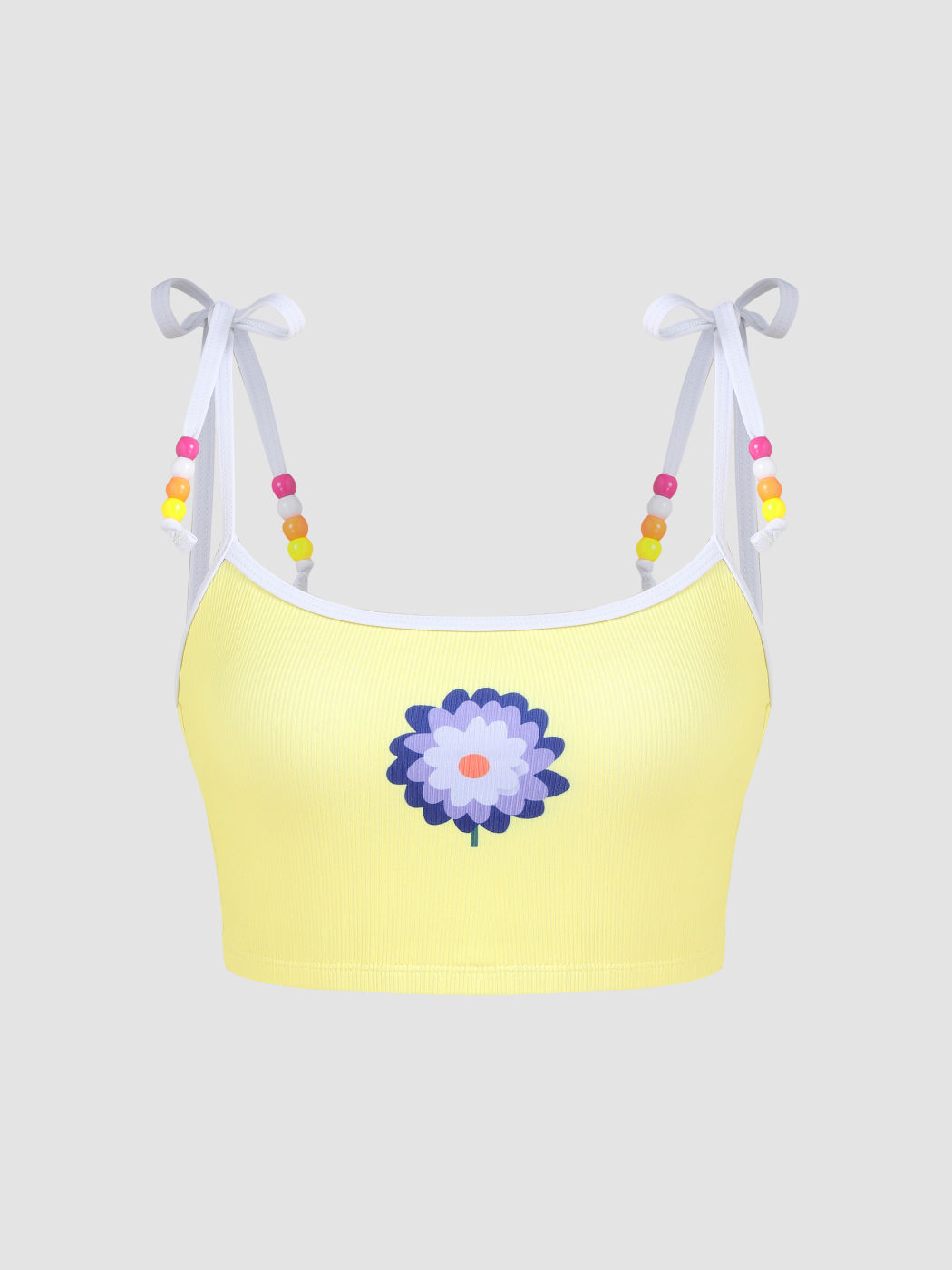 Geripptes Tankini-Top mit Blumenknoten