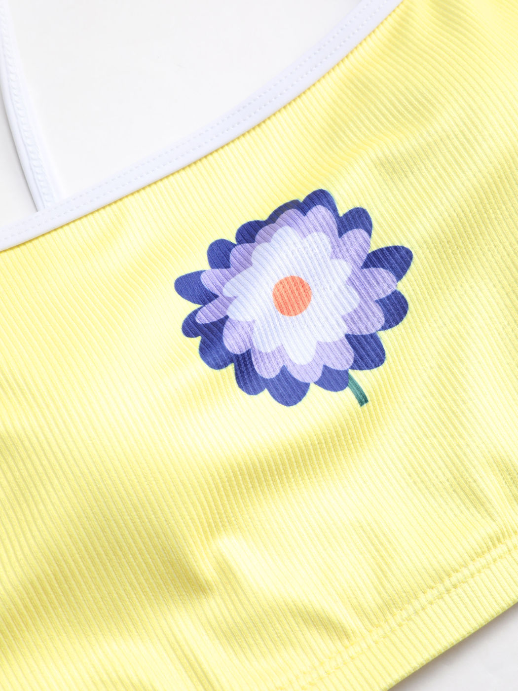 Geripptes Tankini-Top mit Blumenknoten
