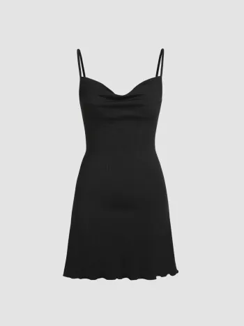 Einfarbiges, geknotetes Minikleid mit Salatbesatz
