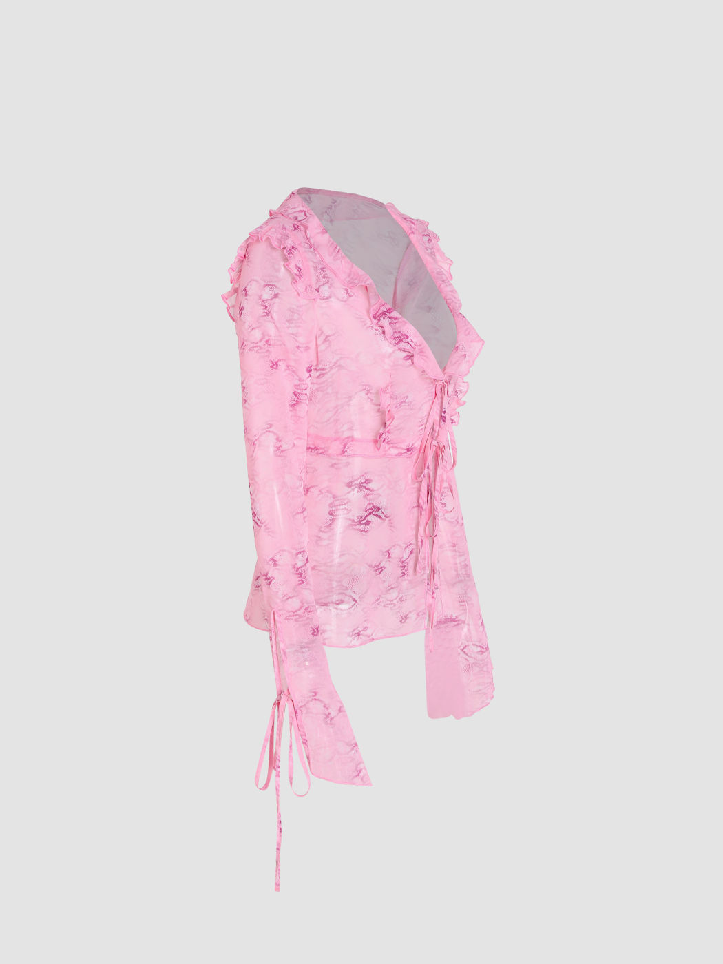 Pinky Promise Rüschen-Krawatten-Front Strickjacke