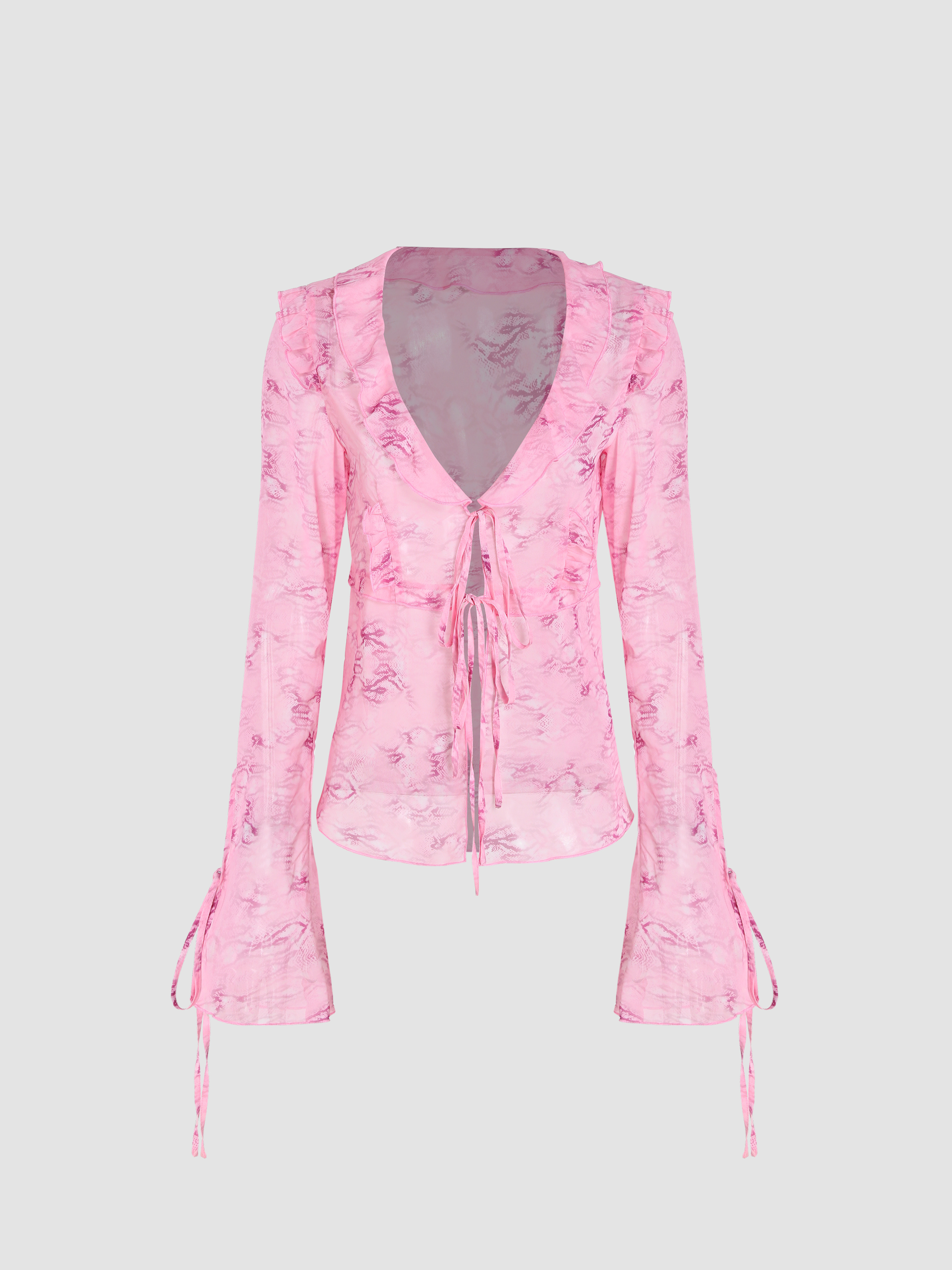 Pinky Promise Ruffled Tie Front Cardigan