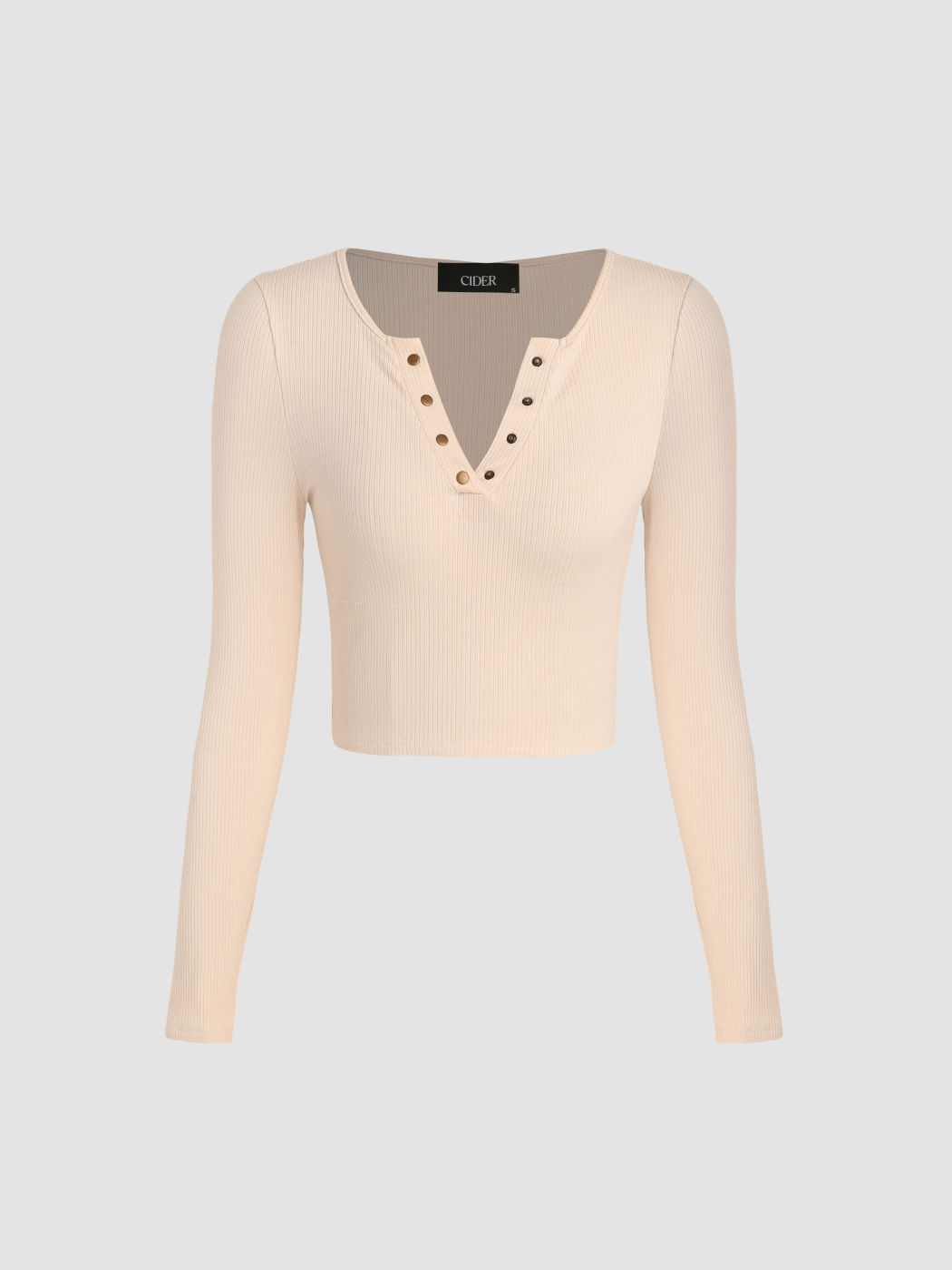  Solides Knopf Crop Top