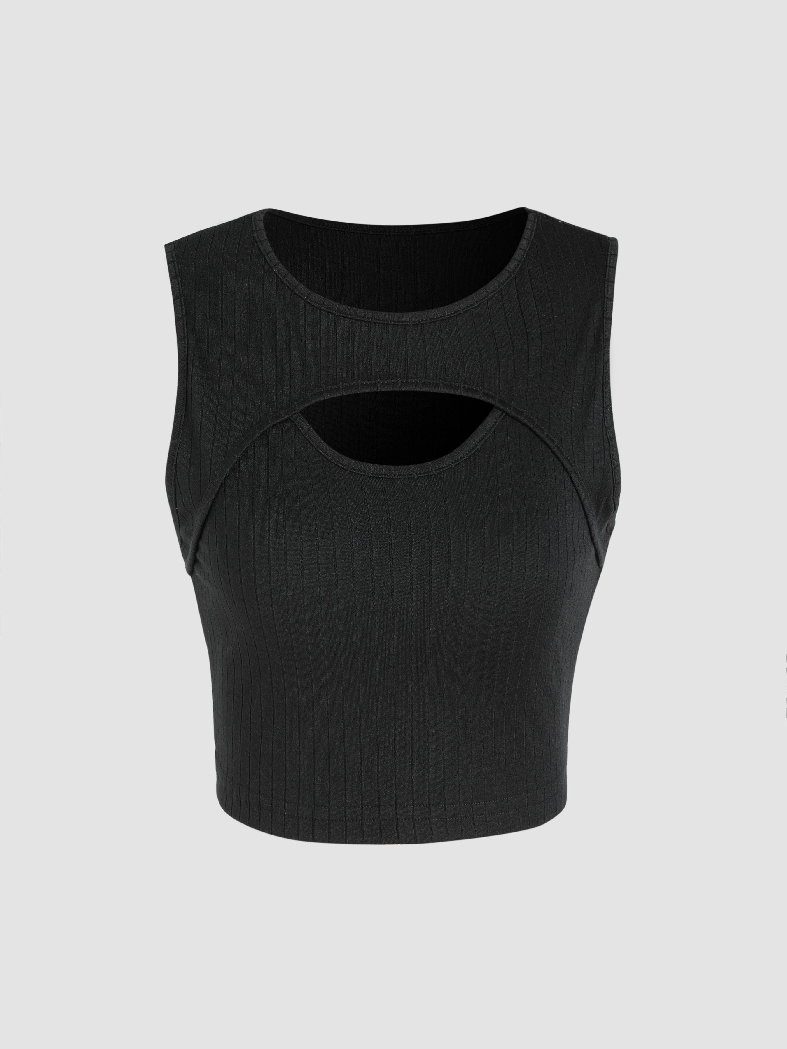 Solid Cut Out Sleeveless Crop Top - Cider